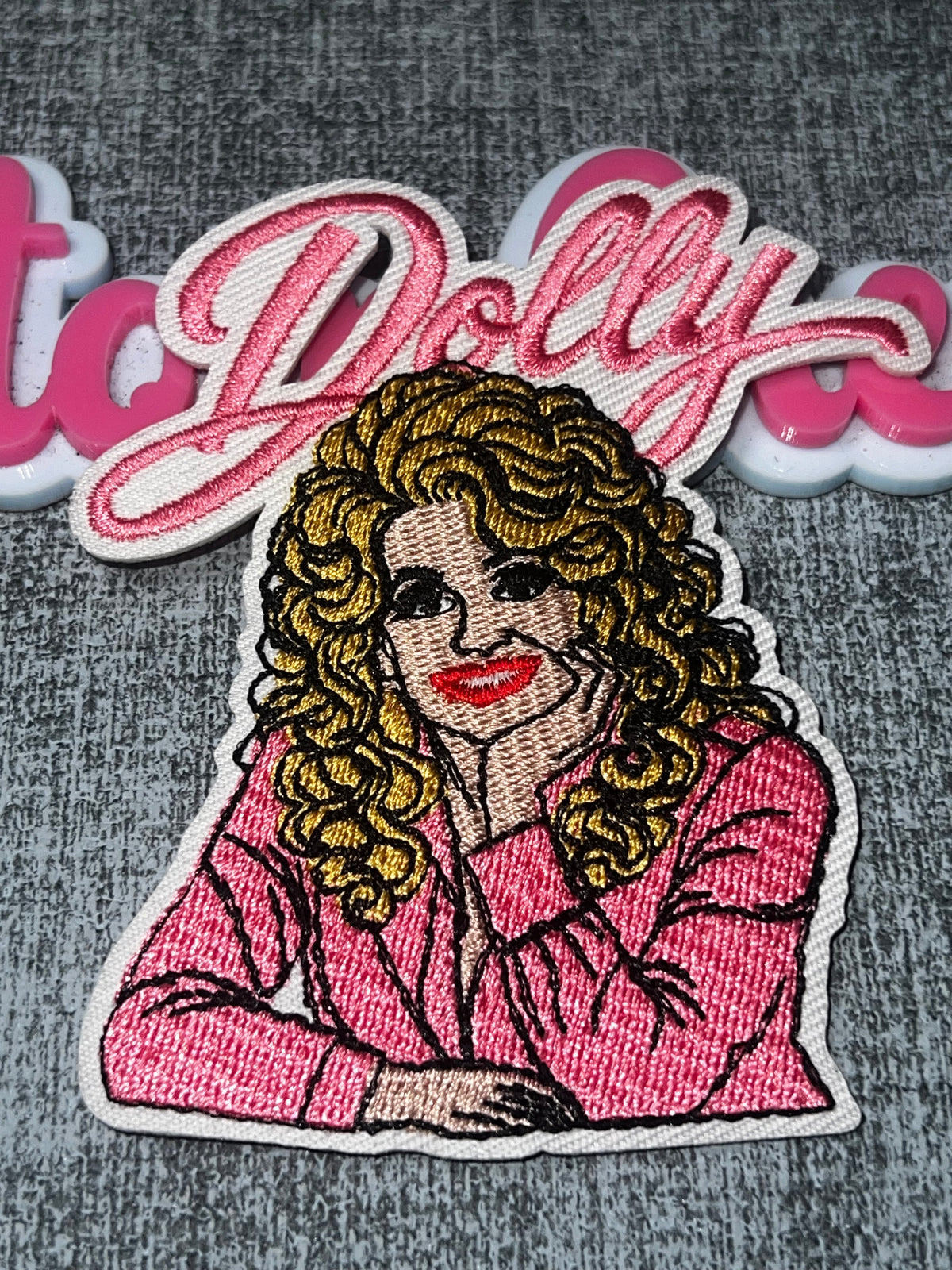 Blonde Country Music Woman Pink Script Embroidered Patch