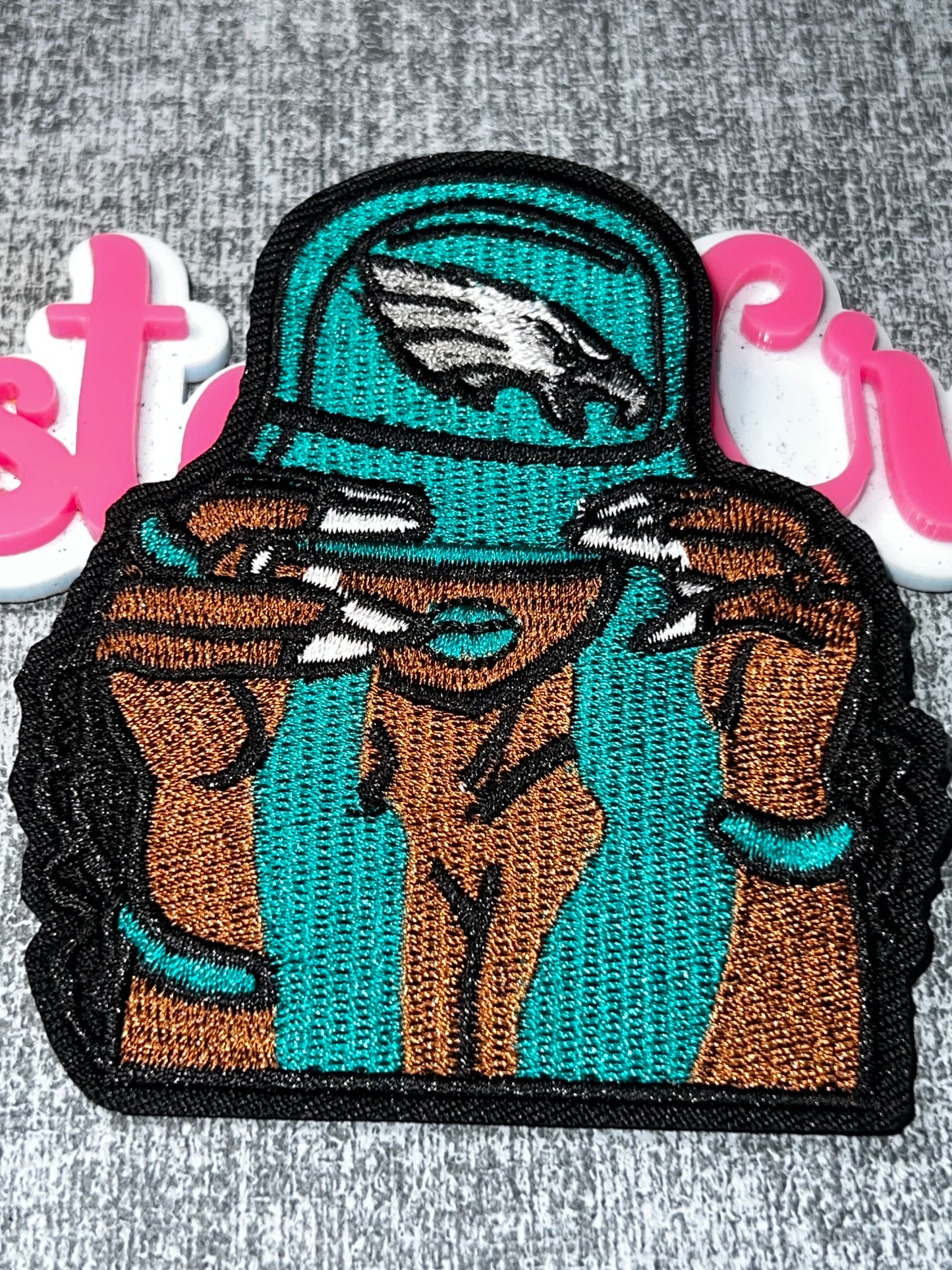 Teal Cap Fashion Girl Embroidered Iron-On Patch | Stylish Woman Statement Appliqué