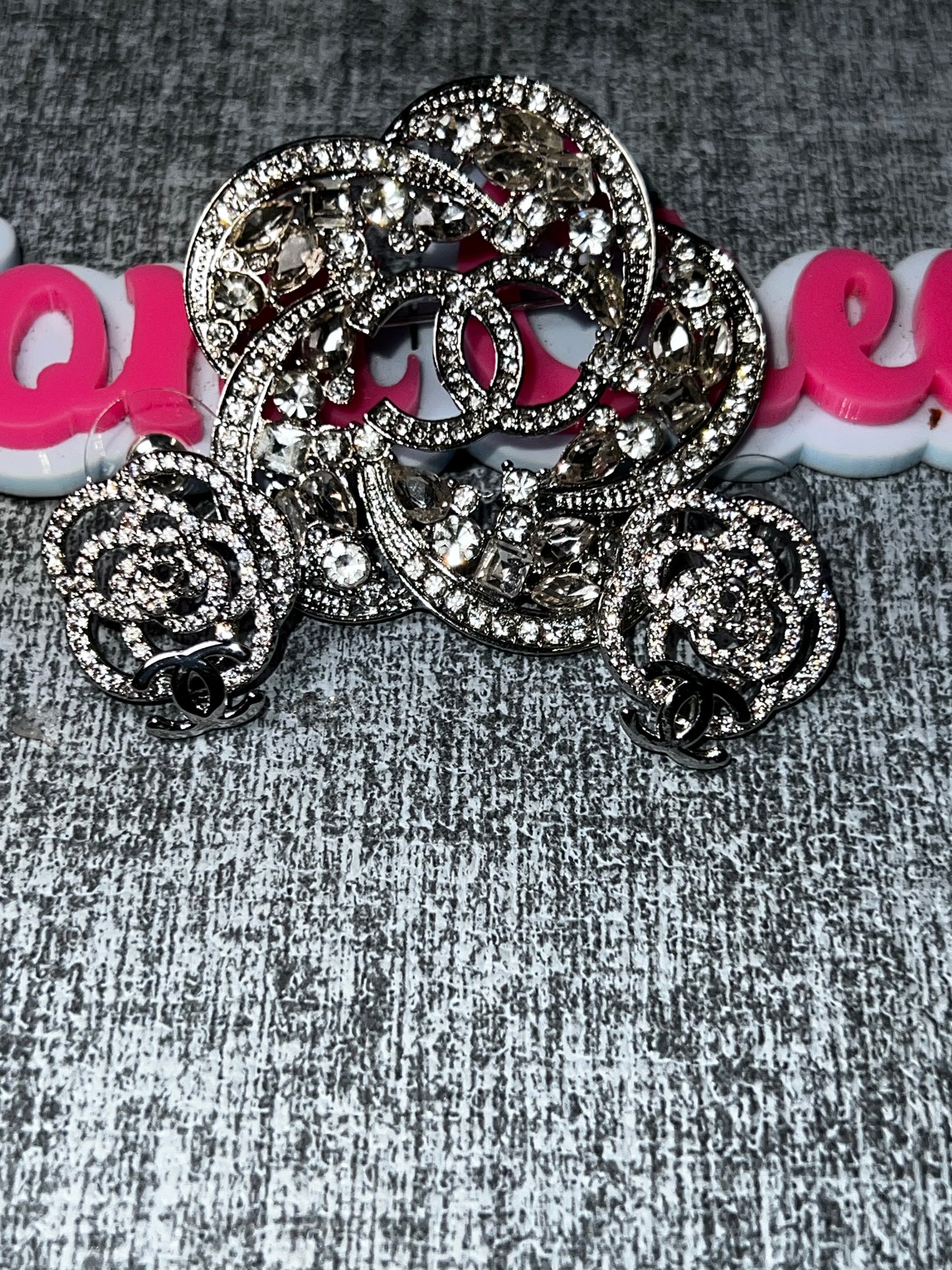 Rhinestone Flower Brooch Set – Glam Fashion Jewelry Set