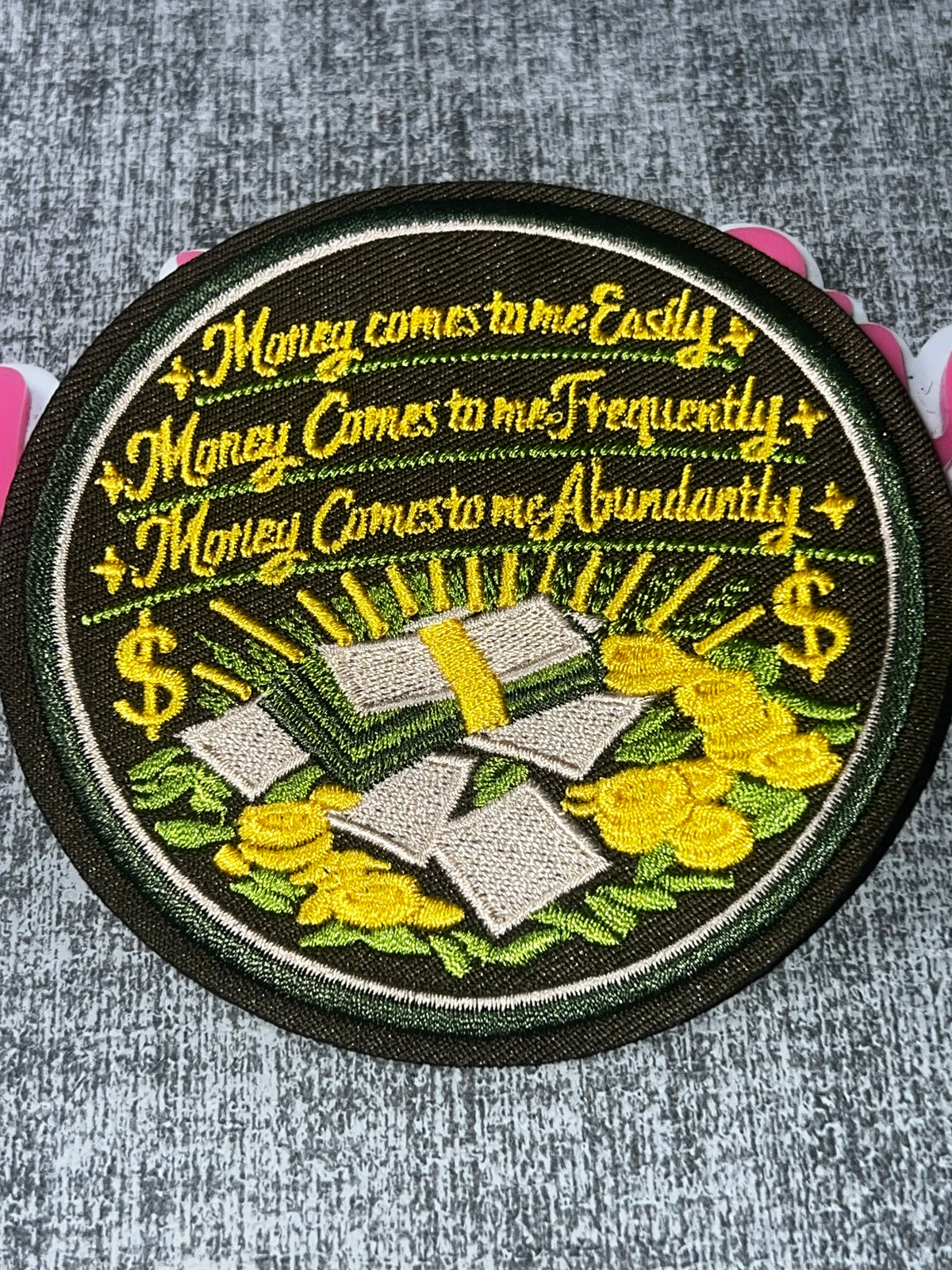 Money Comes to Me Abundantly Money Affirmation Patch – Embroidered Iron-On Applique