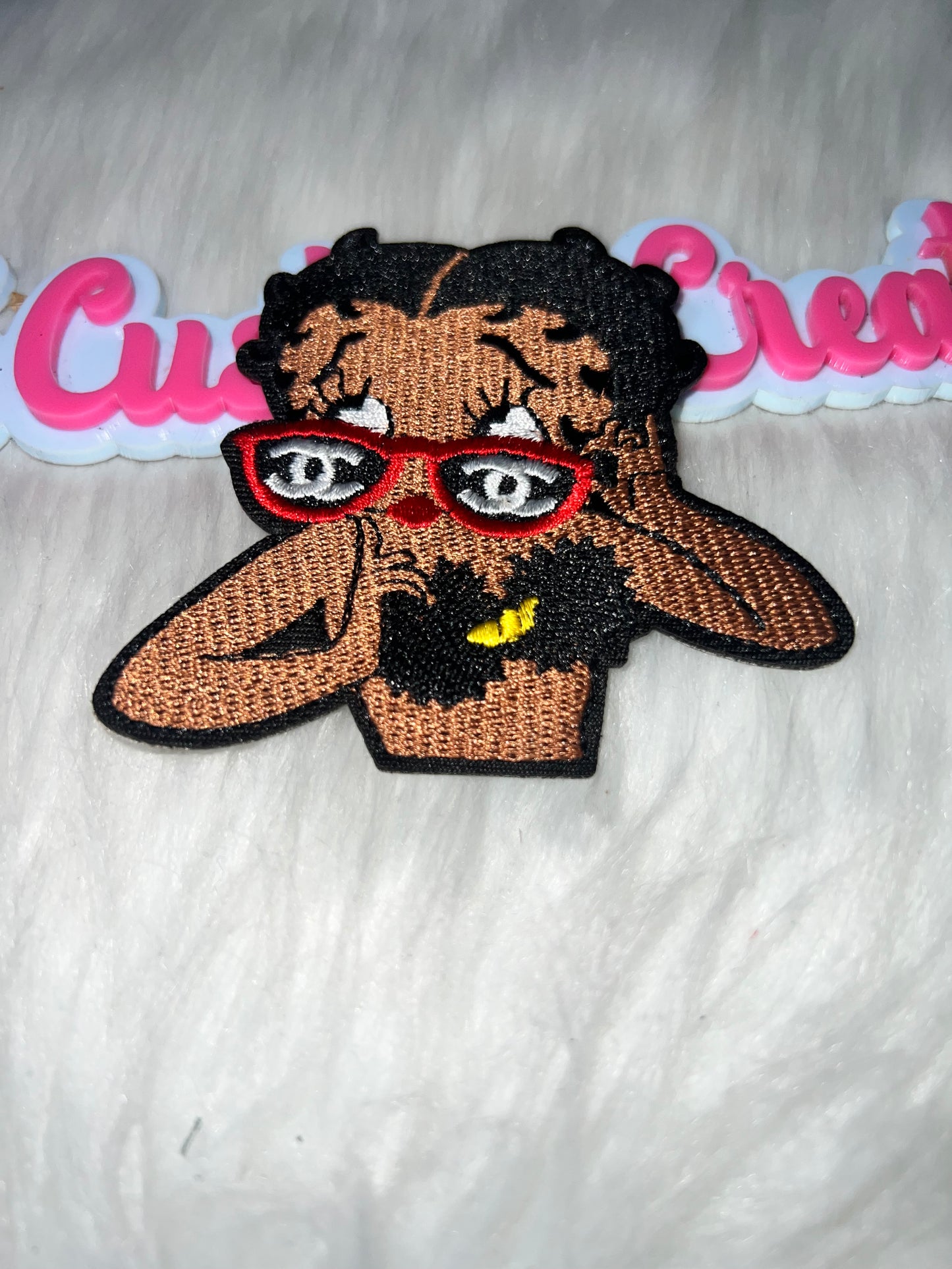 Red Glasses Glam Betty Head Patch