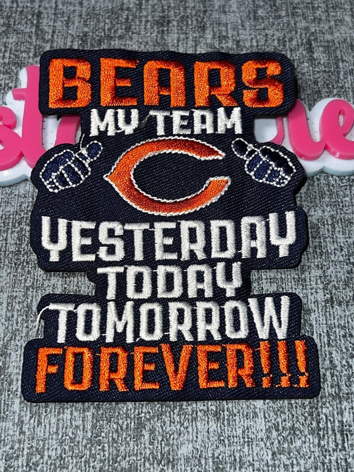 Navy Blue Orange “My Team Yesterday Today Tomorrow Forever” Embroidered Iron-On Patch