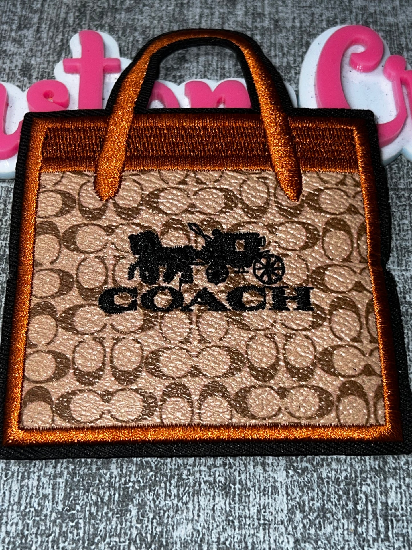 Tan Signature Tote Bag Embroidered Patch – Fashion Handbag Iron On Applique