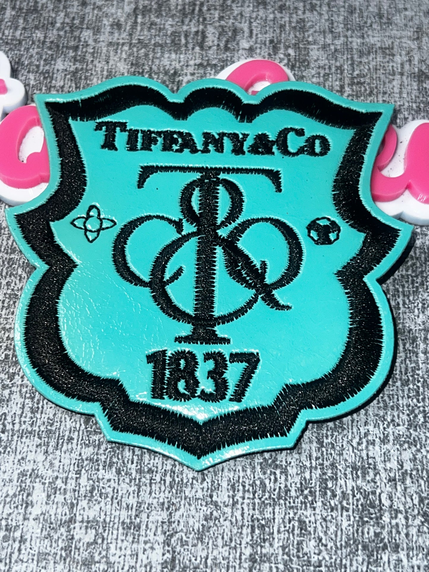 Aqua Blue Crest Decorative Embroidered Patch – Elegant Fashion Patch