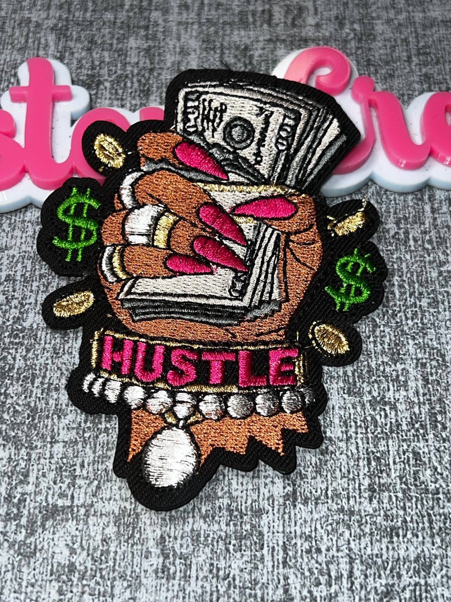 Hustle Money Queen Embroidered Patch – Motivational Iron-On Applique
