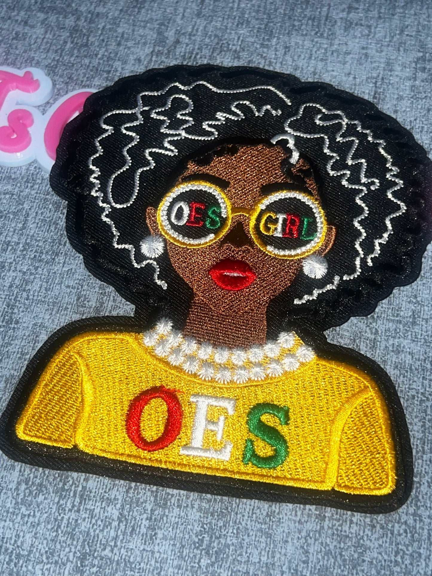 OES Girl Yellow Shirt Medium Embroidered Iron-On Patch
