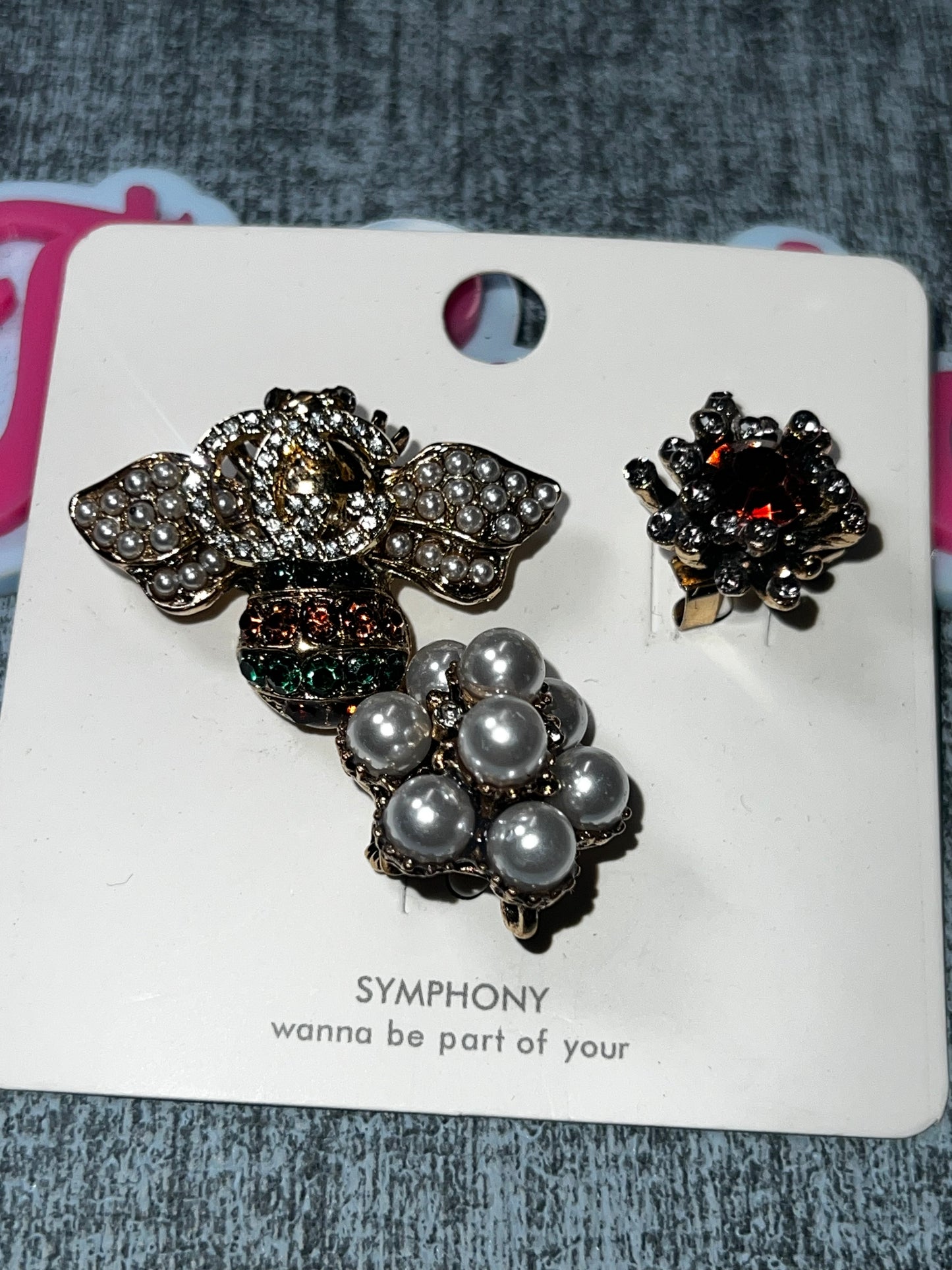 Pearl and Rhinestone Bee Brooch Set – Decorative Fashion Pins