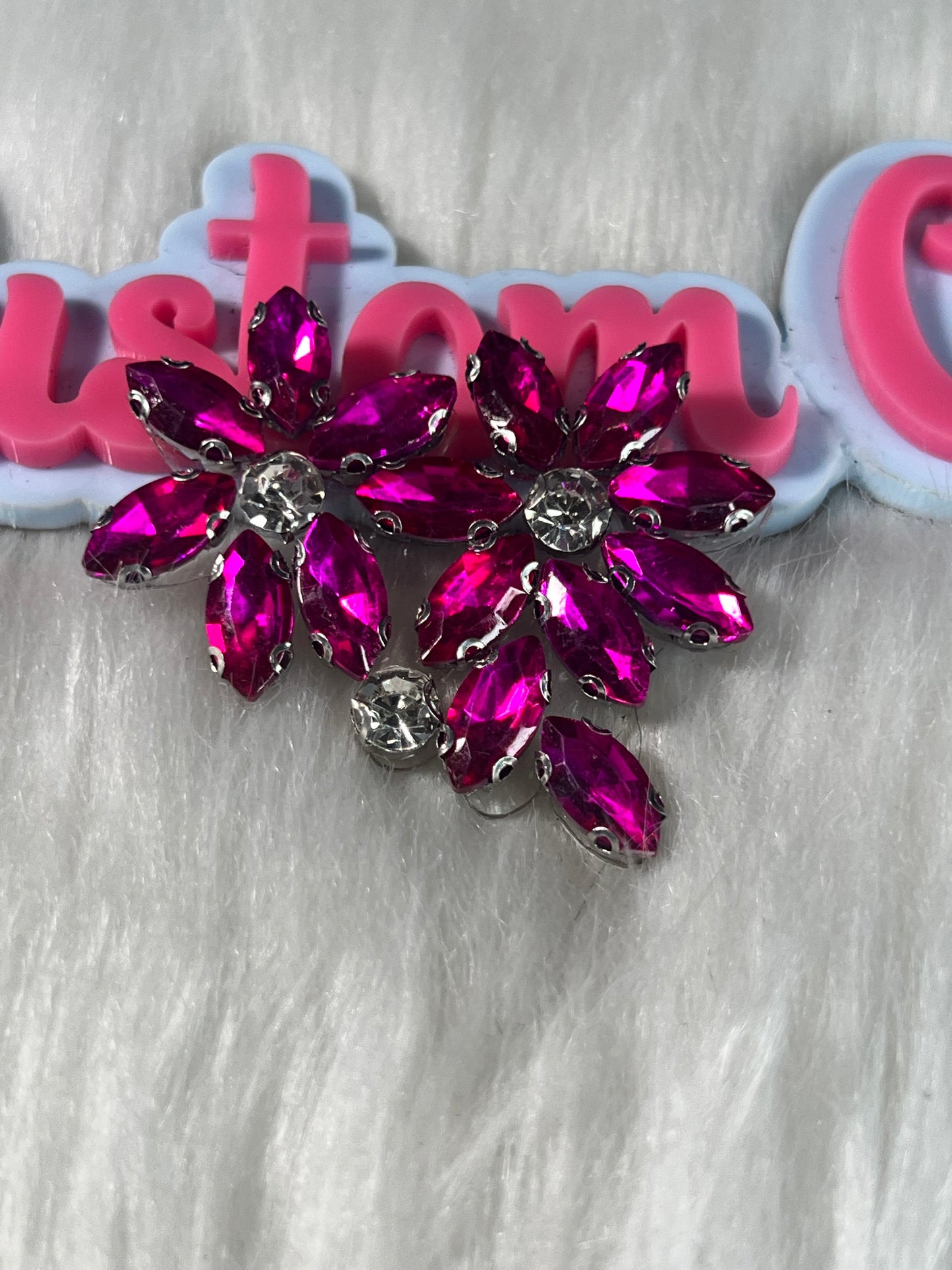 Hot Pink Crystal Floral Duo