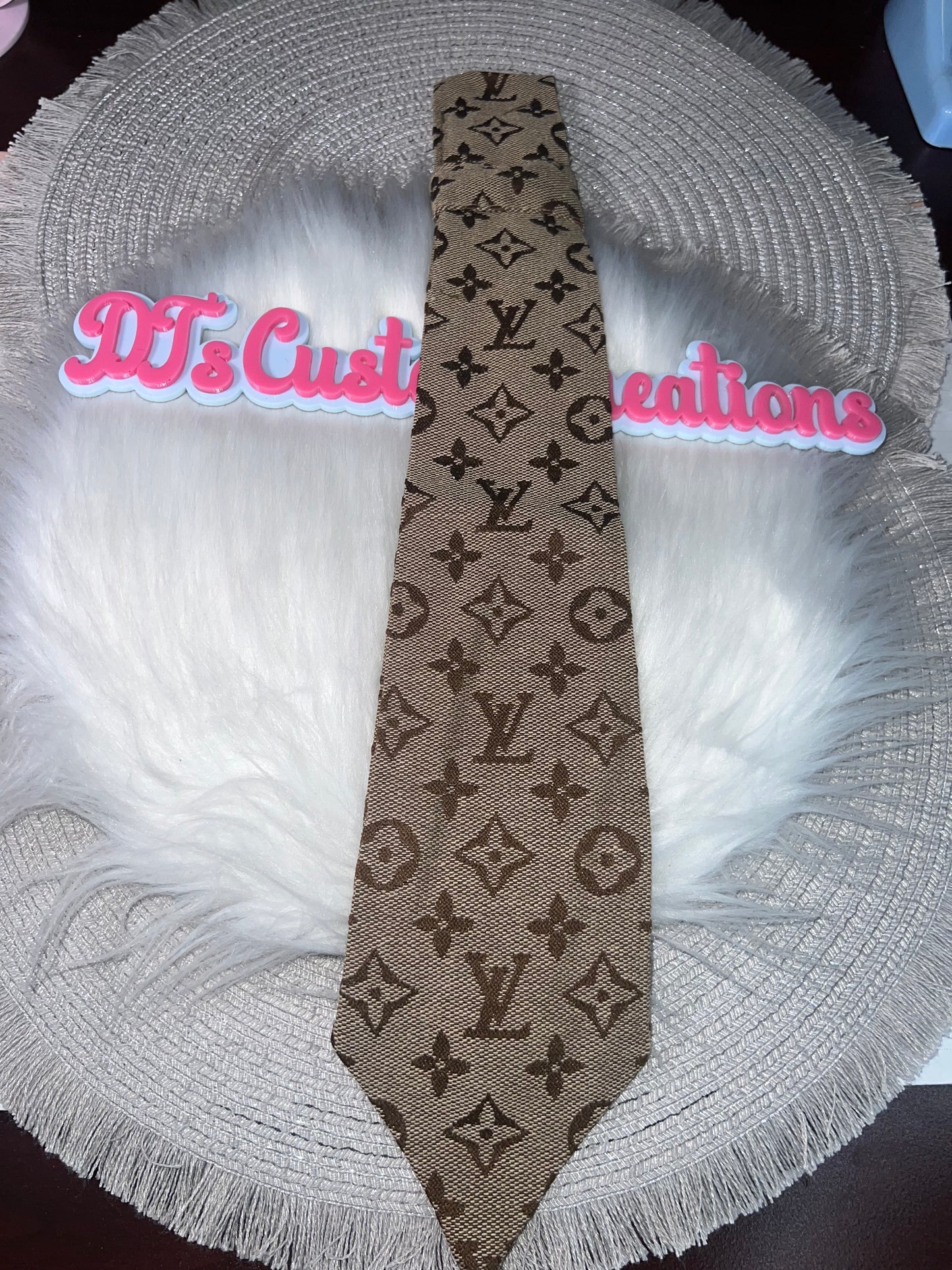 🤎 LV-Inspired Classic Brown Monogram Tie