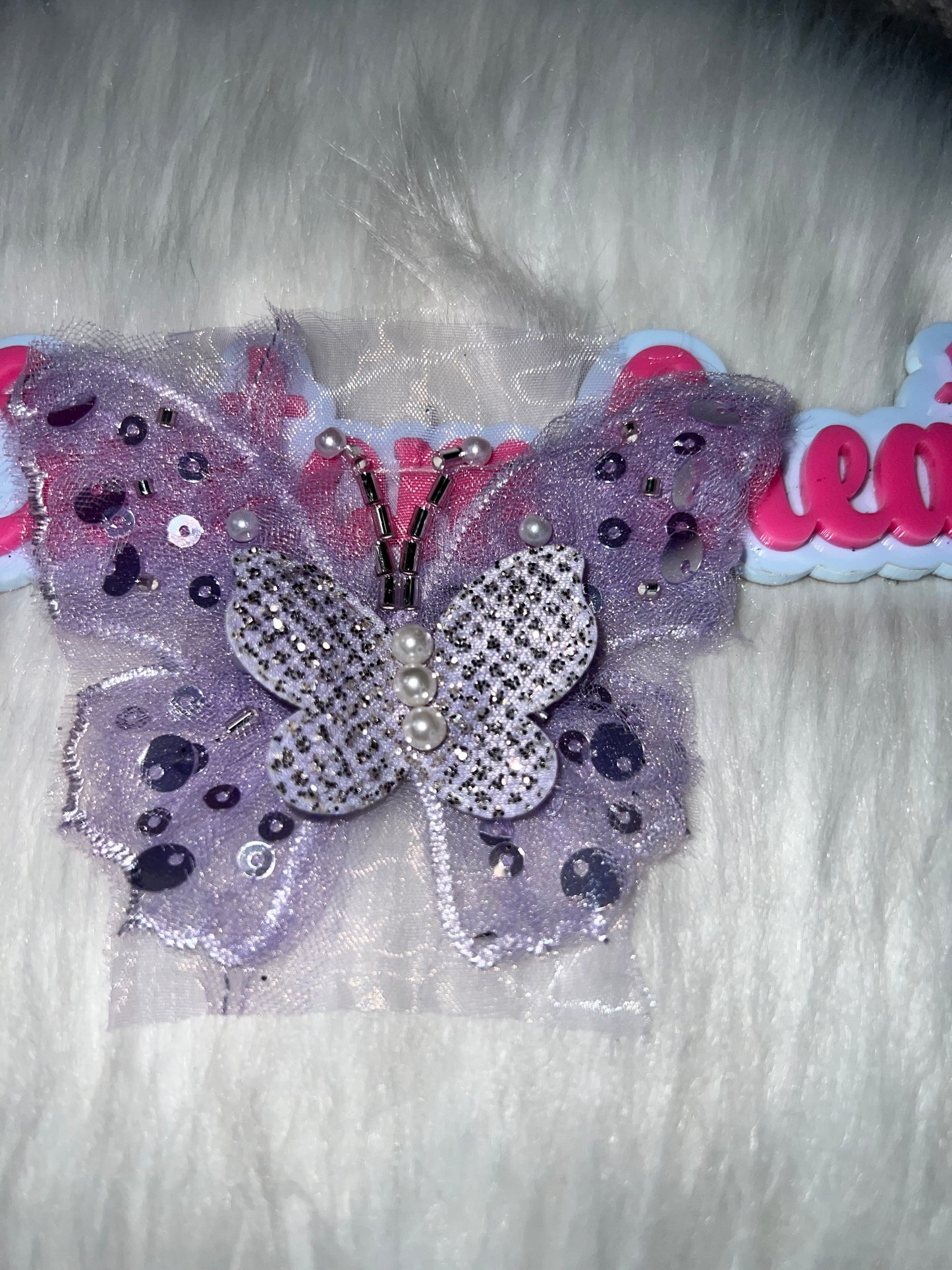 π¦π Purple Sequin & Pearl Layered Butterfly