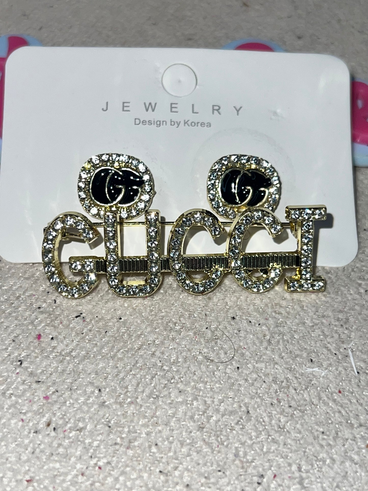 Gold GG Earrings + GG Brooch Set