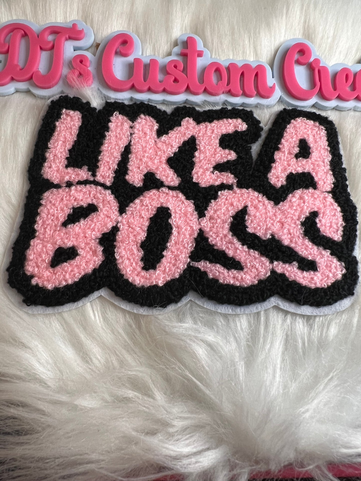 Fluffy Pink trim black Like a Boss