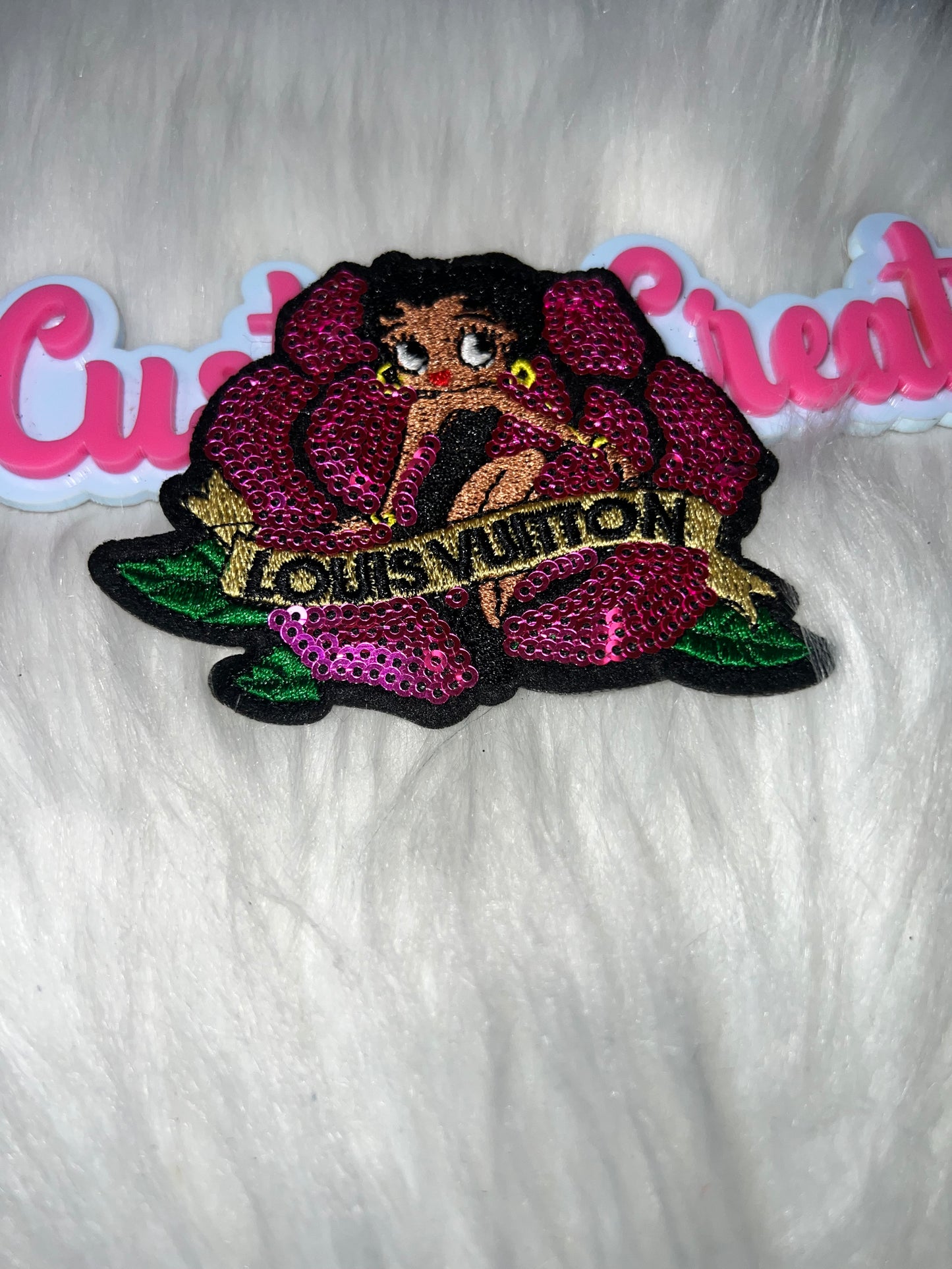 Pink Sequin “LV” Rose Betty Girl Patch