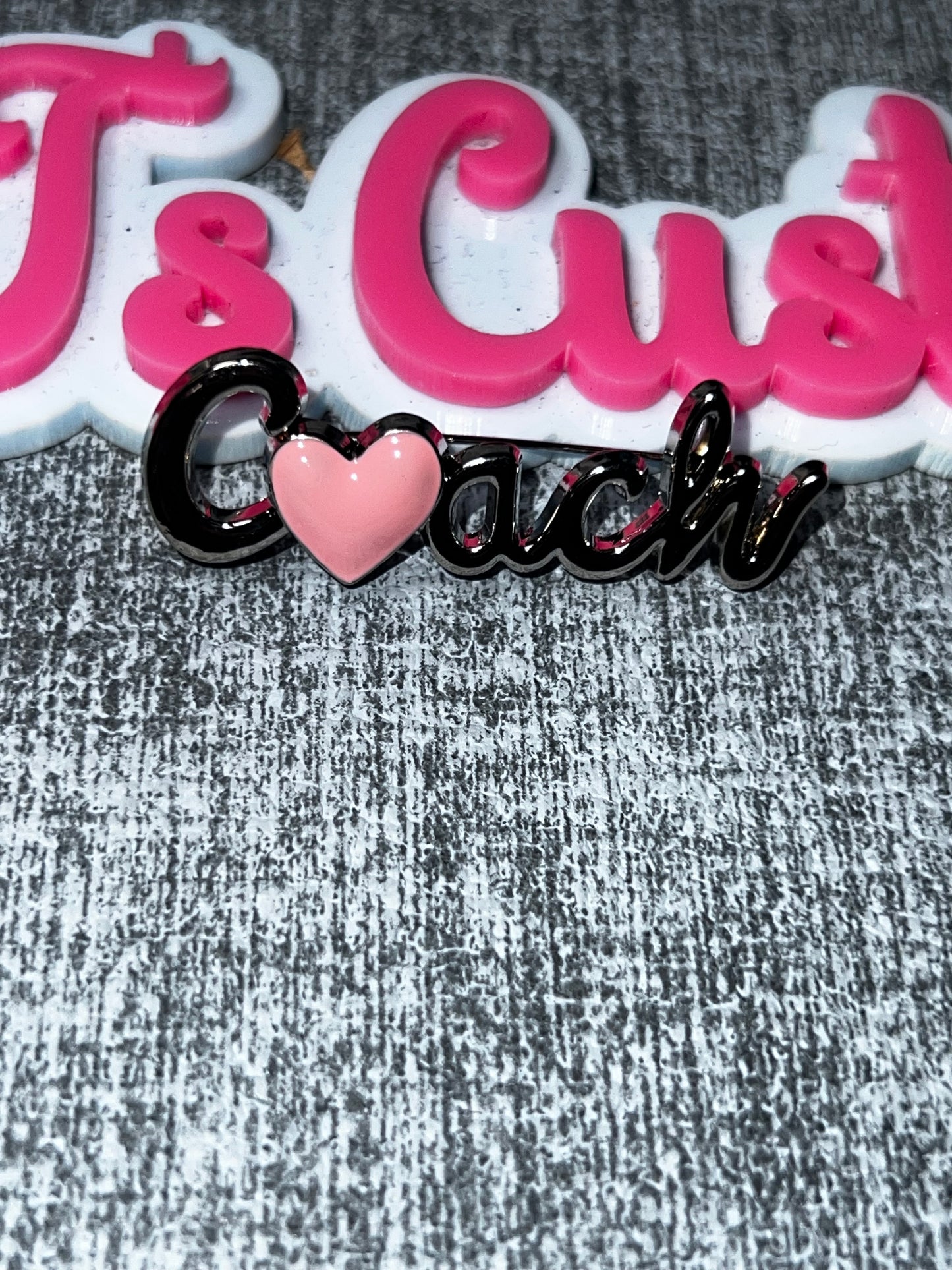 Pink Heart Script Word Charm – Decorative Metal Craft Embellishment