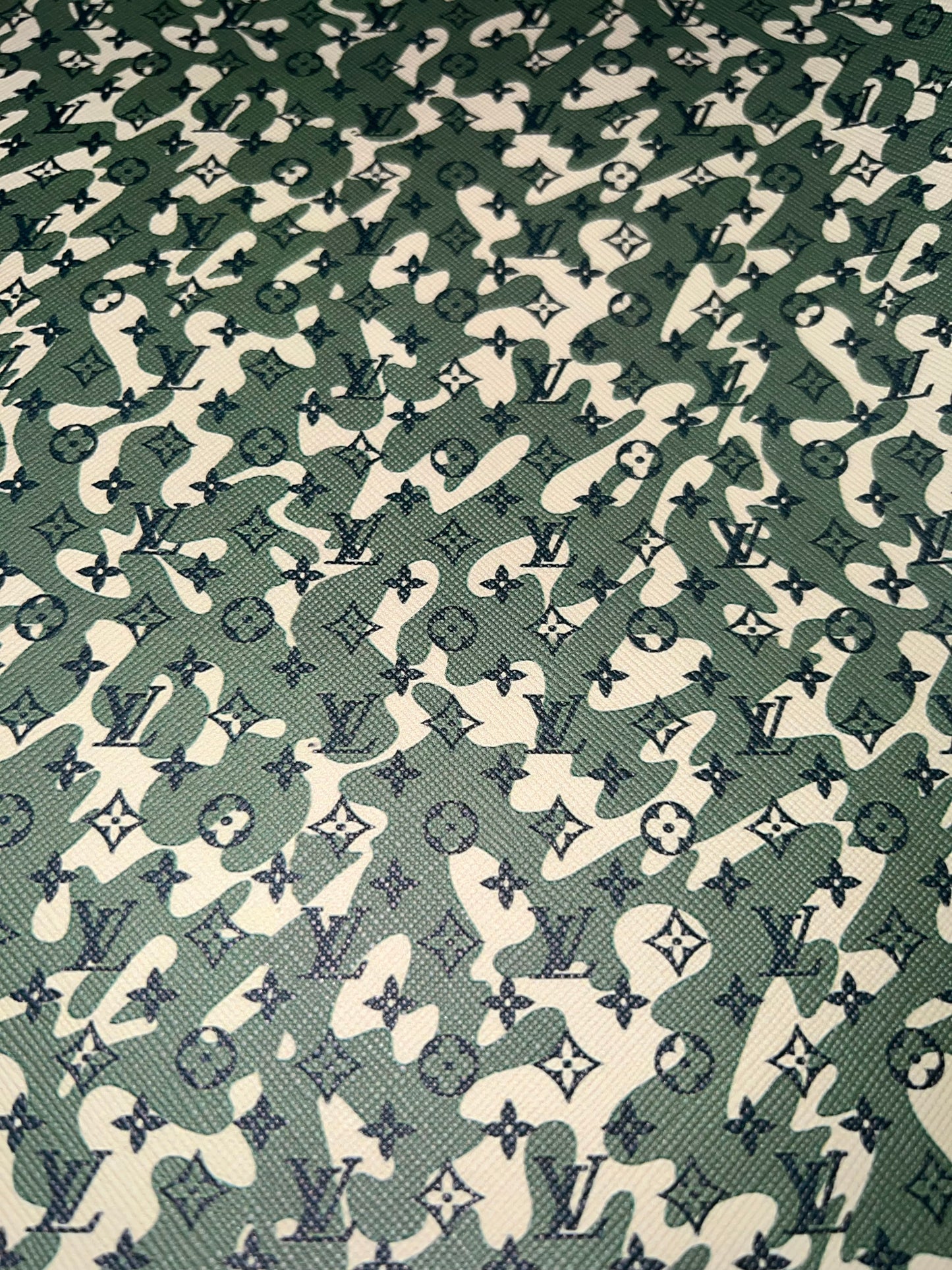 Green Camo Monogram Style Faux Leather Sheet – 9x12 (small letter)