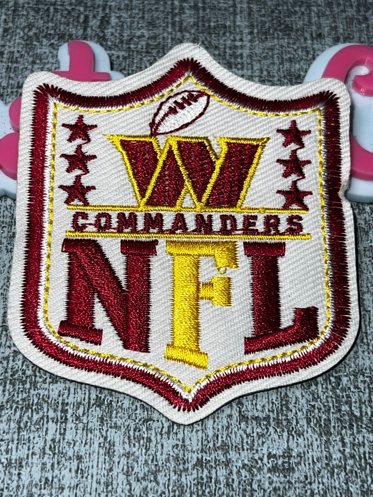 Burgundy Gold Commanders Shield Embroidered Patch – Letter W Iron On Applique