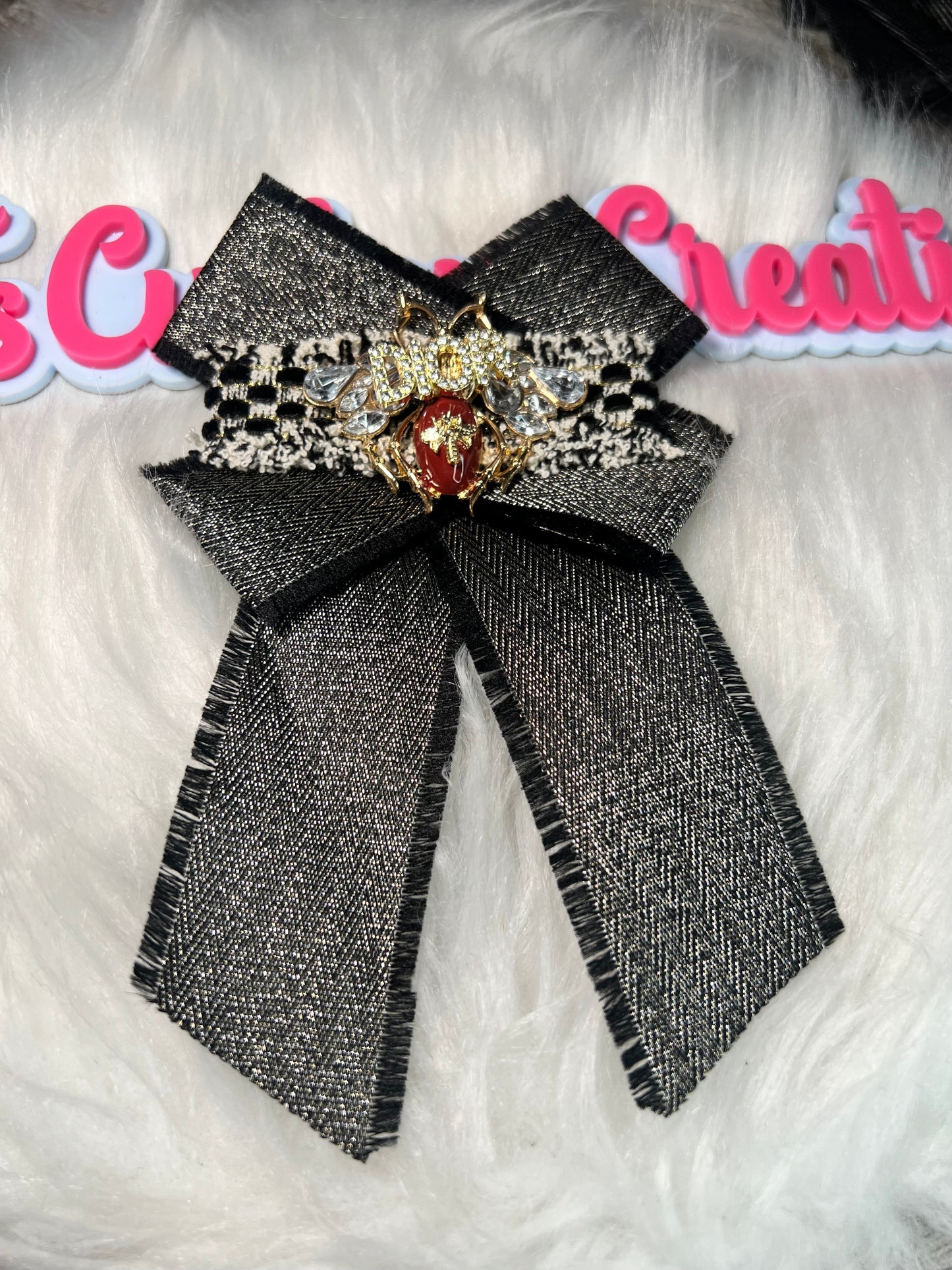 π Black Dior Brooch with Crystal Detail