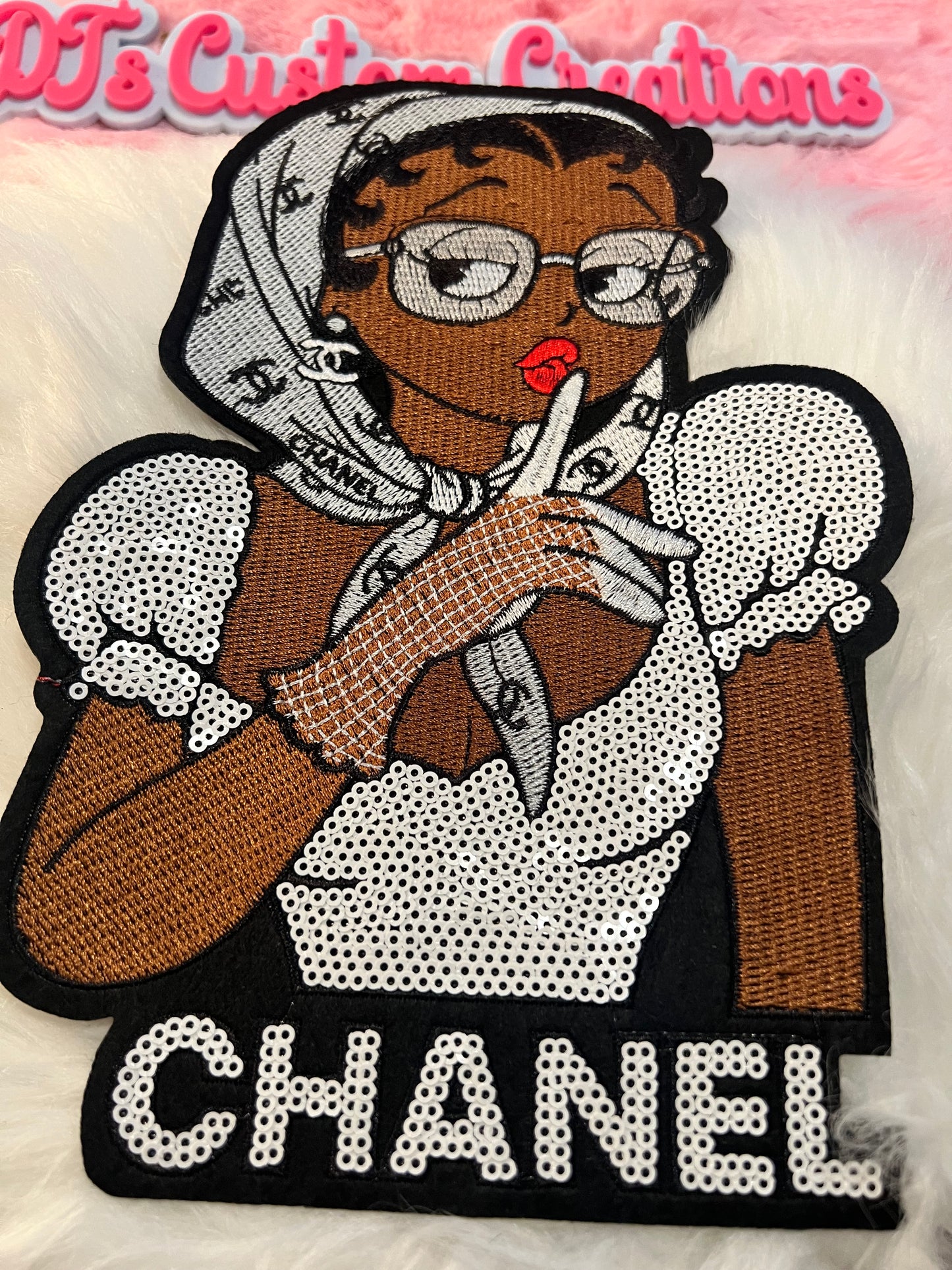 Sequin White CC Betty with scarf