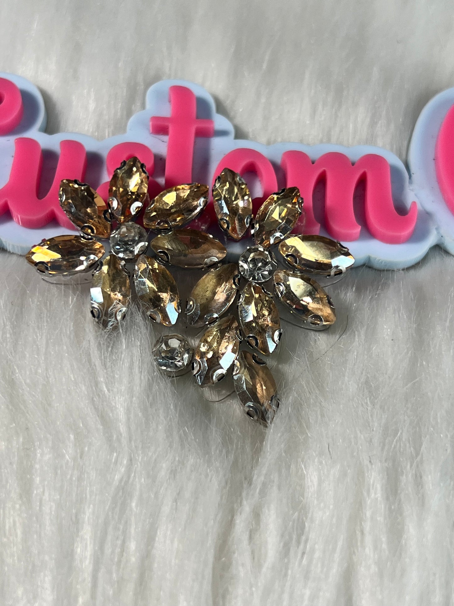 Champagne Gold Crystal Floral Duo