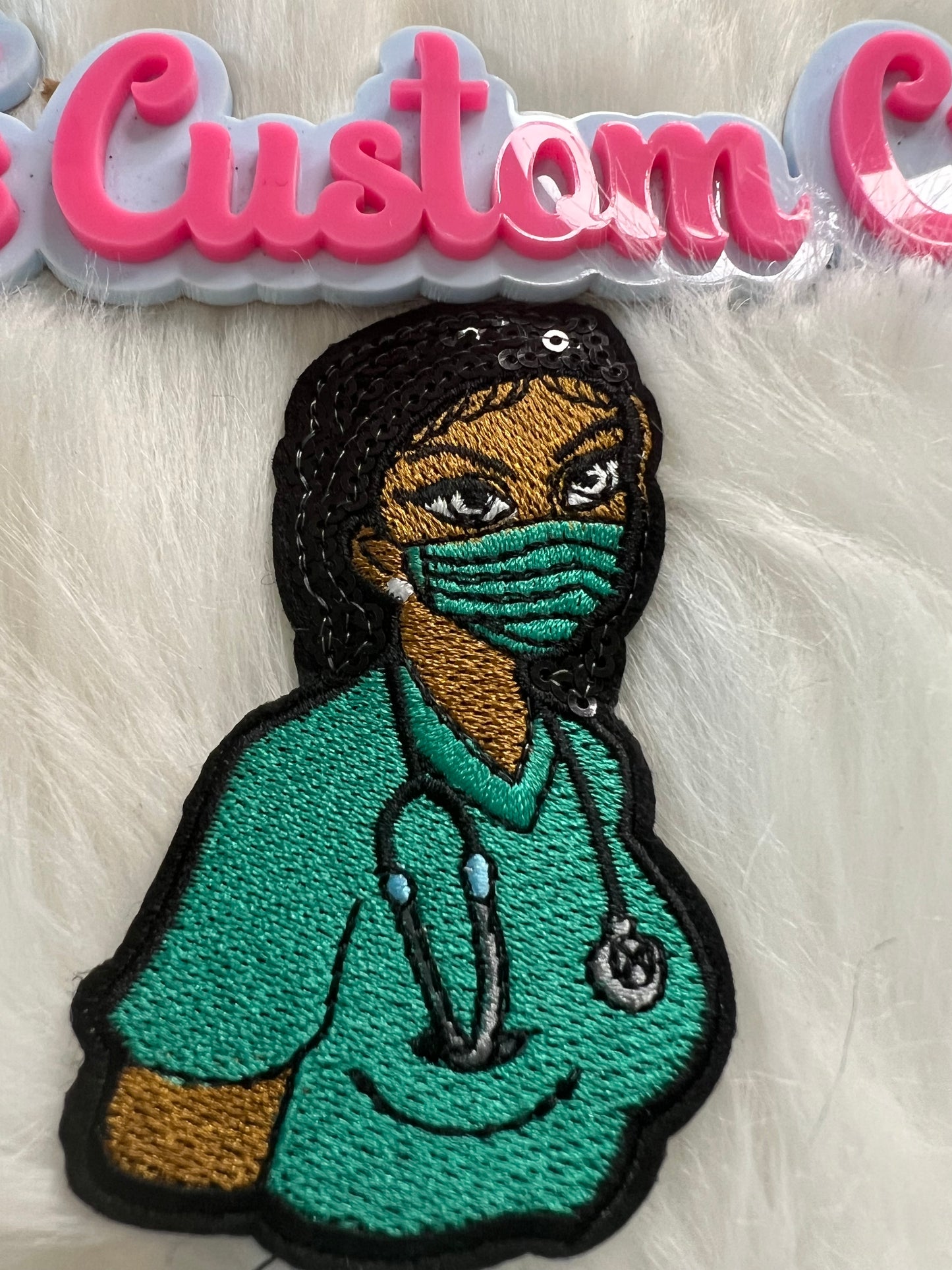 Sequin Black Hair Nurse/Doctor Green