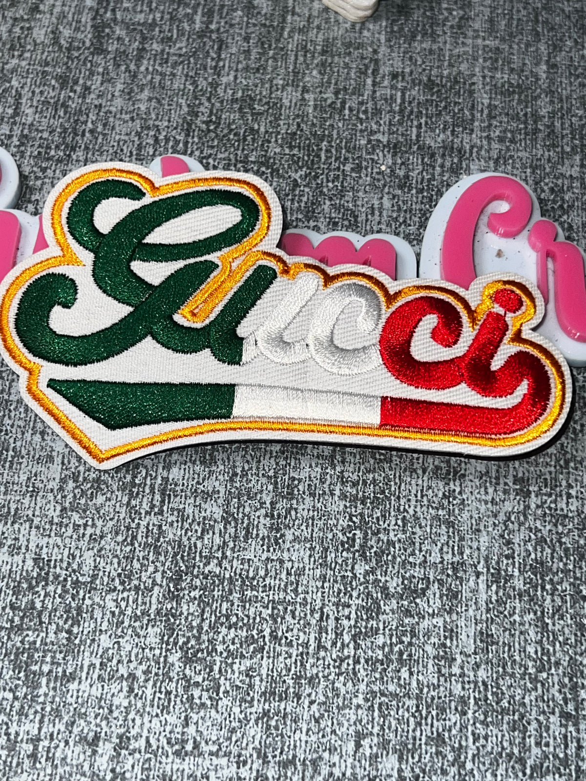 Green White & Red Script Embroidered Patch – Fashion Iron On Applique