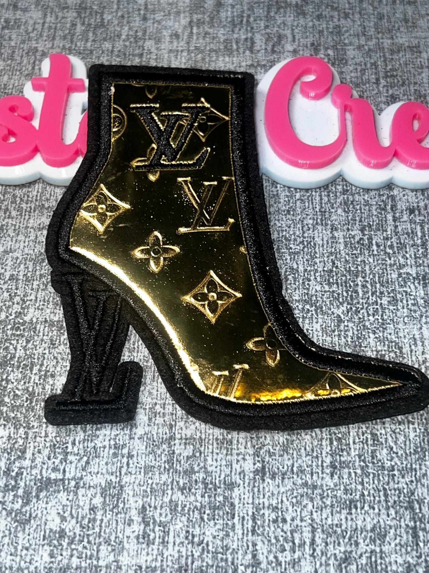 Metallic Gold Fashion Boot Decorative Patch – Stylish Faux Leather Patch