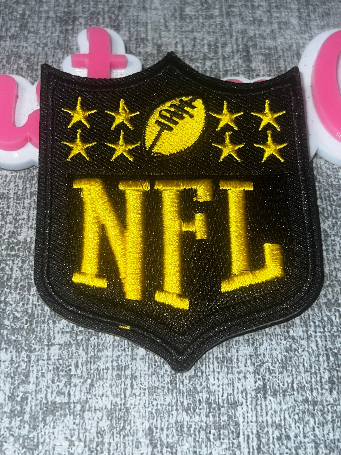 Black and Yellow Football Shield Embroidered Iron-On Patch | Sports Applique for Jackets Hats and Bags