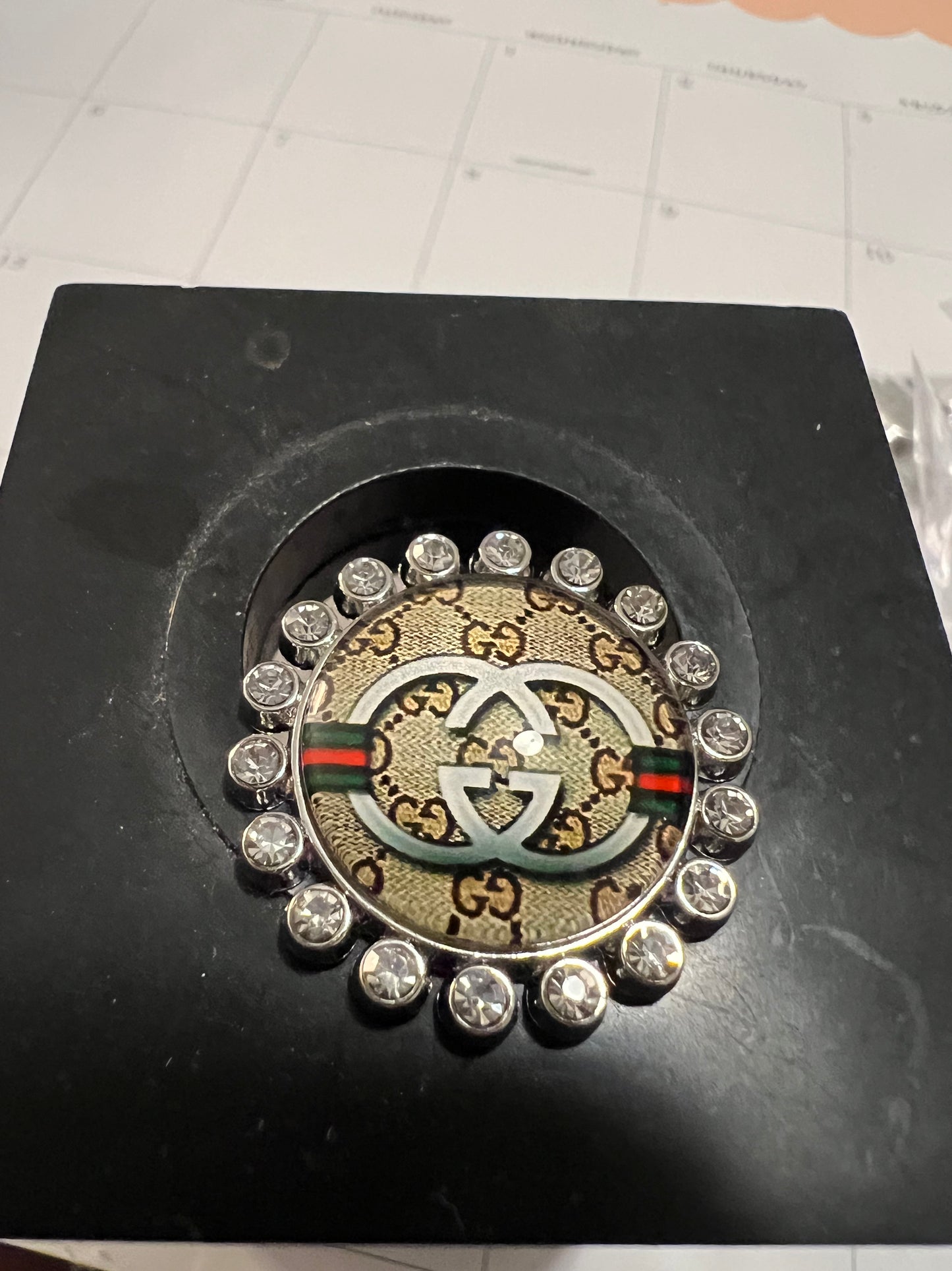 Tan Silver GG Button