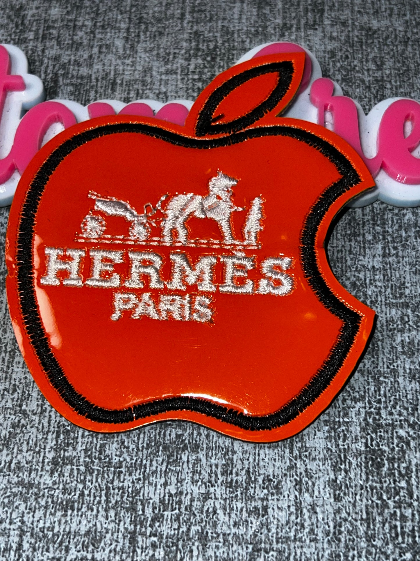 Orange Apple Style Fashion Patch – Luxe Inspired Embroidered Patch – Iron On Applique – Approx. 5 Inch