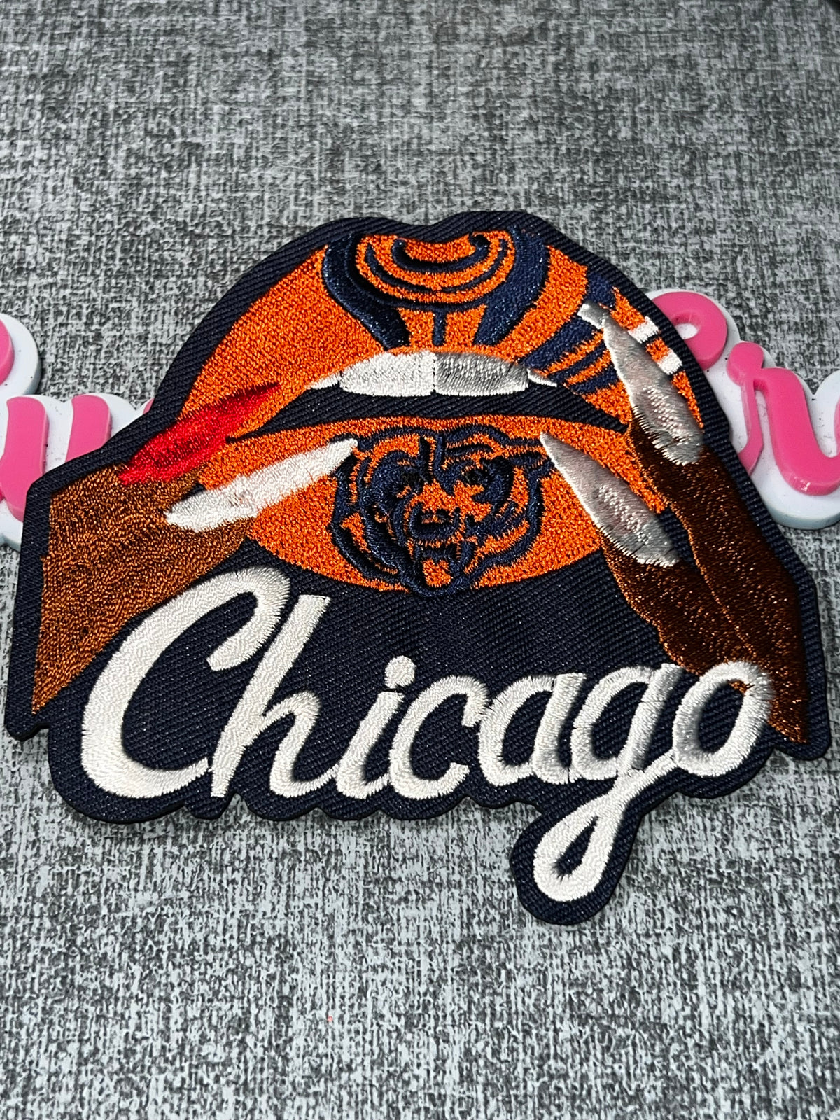 Navy Orange Lips Patch – Embroidered Iron On Applique