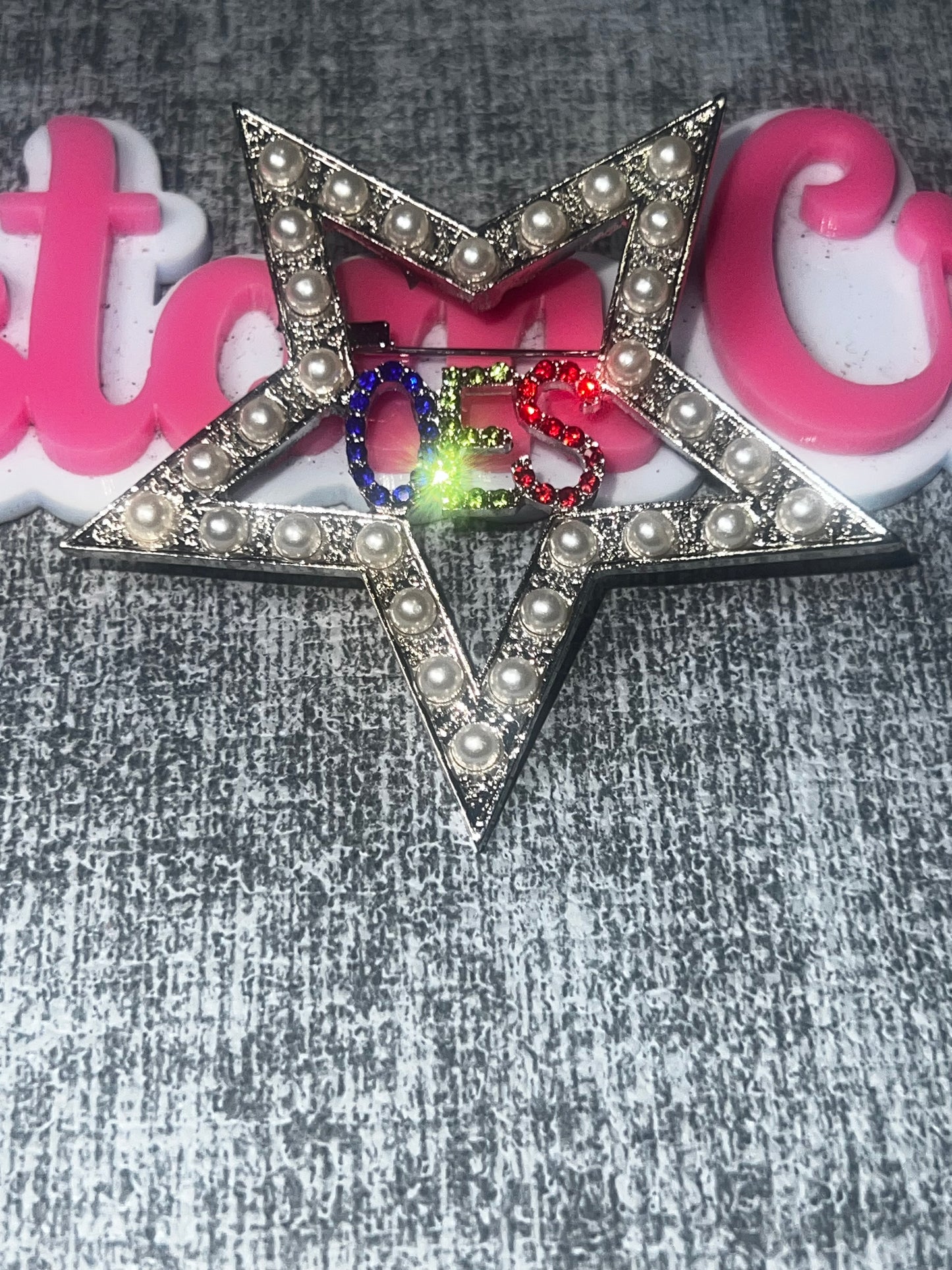 Pearl OES Star Brooch Pin | Multicolor Rhinestone Letter Star Fashion Accessory