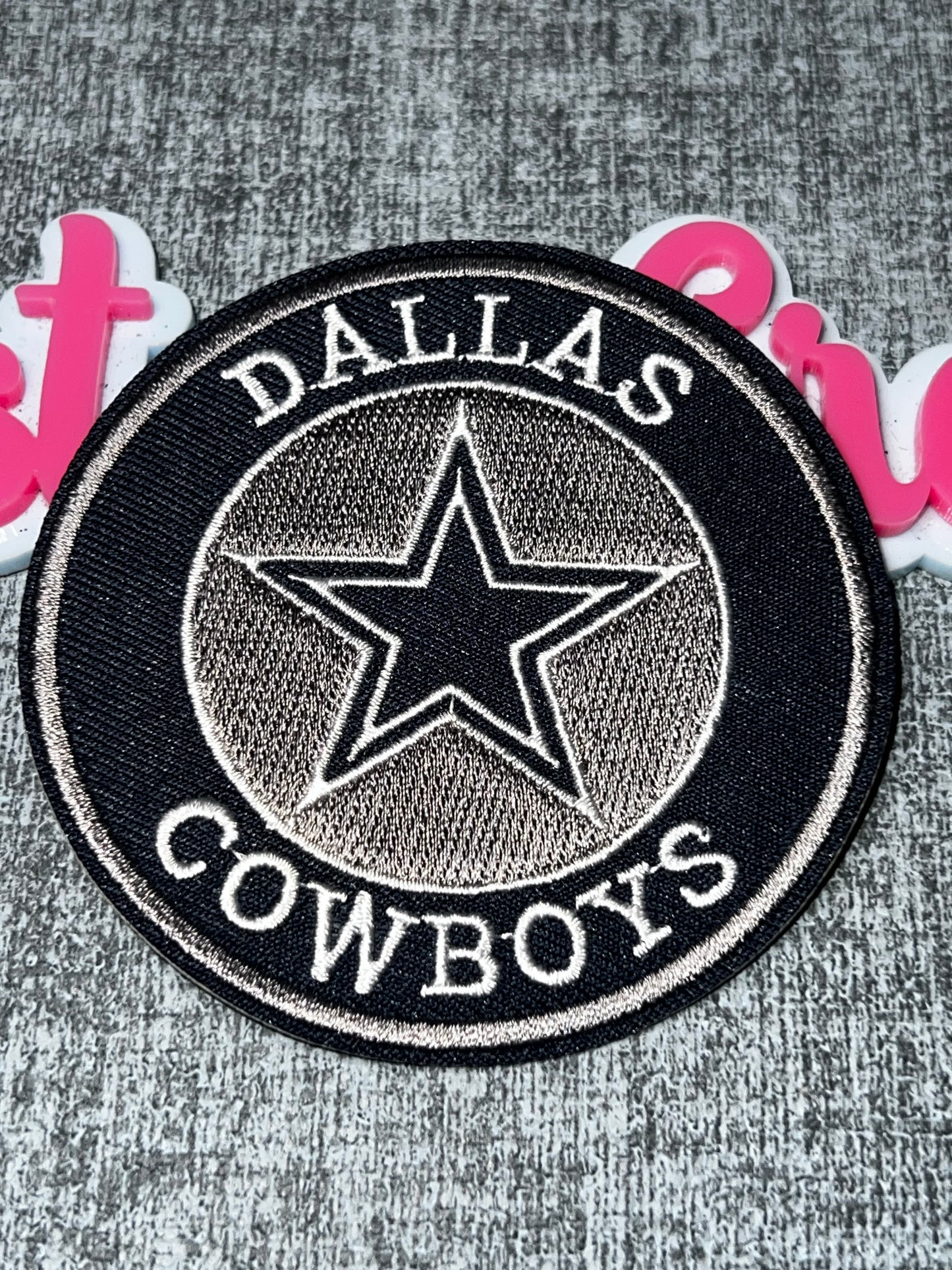 Blue Silver Star Circle Embroidered Iron-On Patch | Statement Appliqué