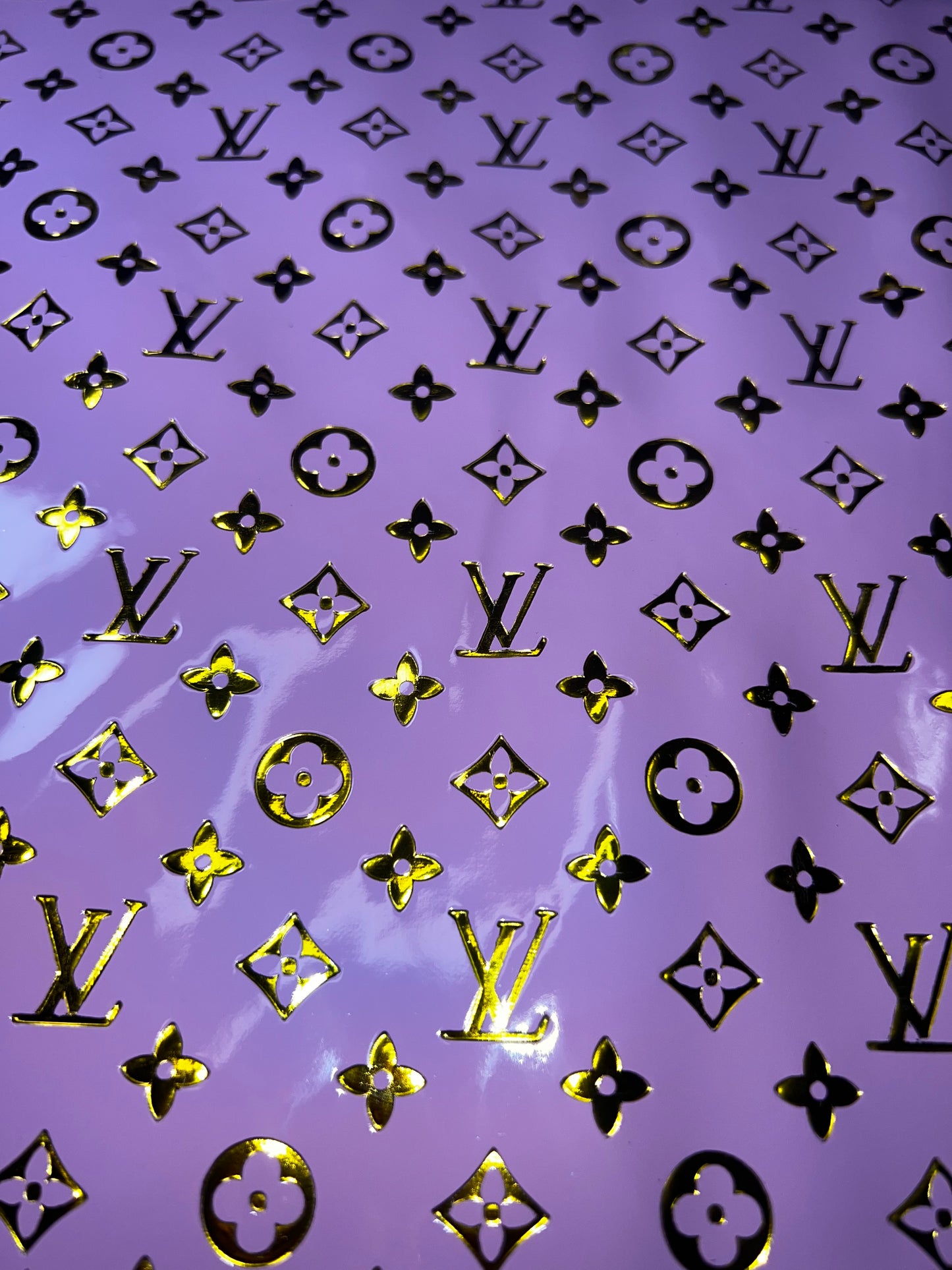Pink Gold Monogram Embossed Faux Leather Sheet 9x12 | Glossy Embossed Craft Faux Leather