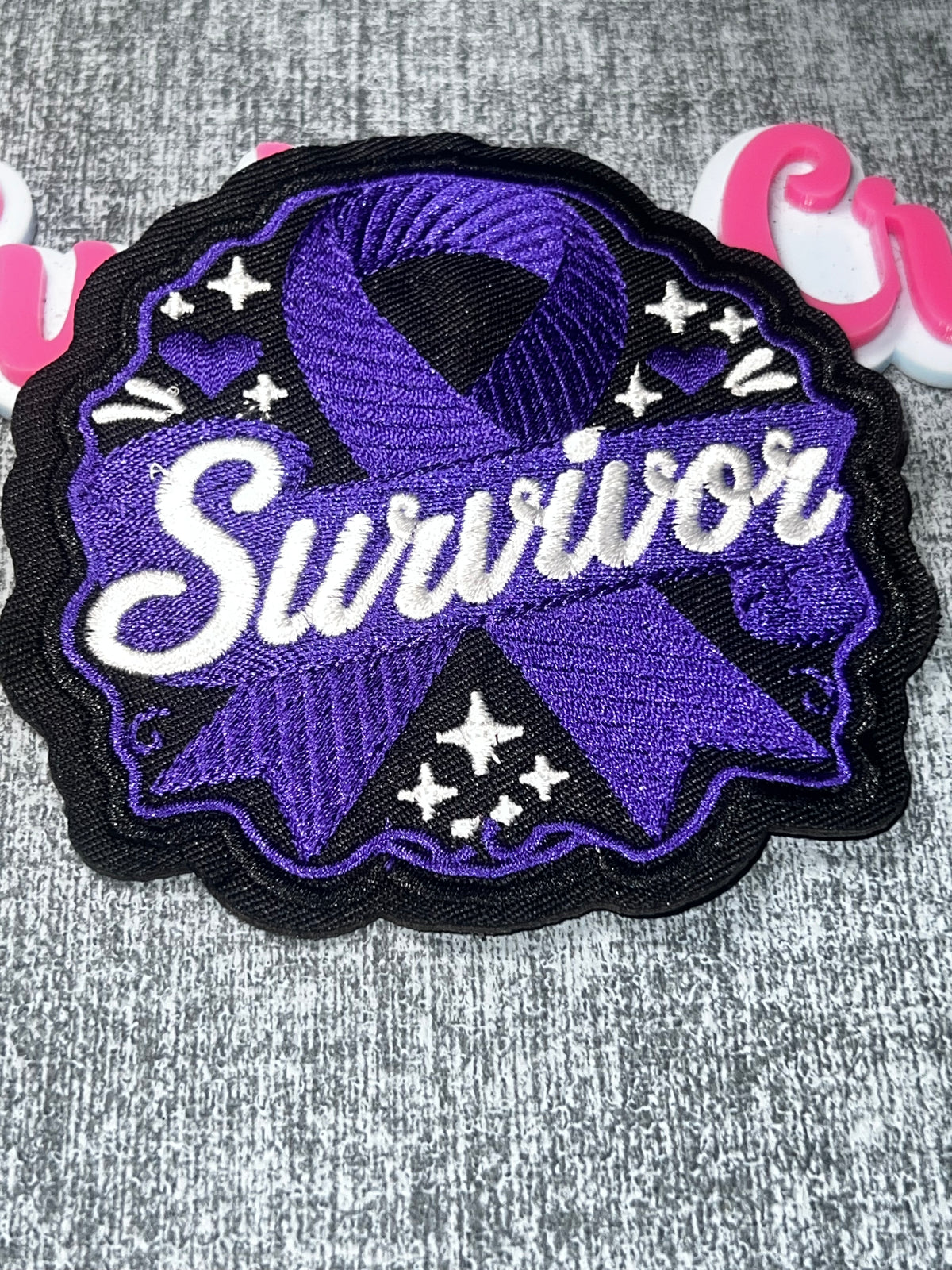 Purple Survivor Awareness Ribbon Patch – Embroidered Iron-On Applique