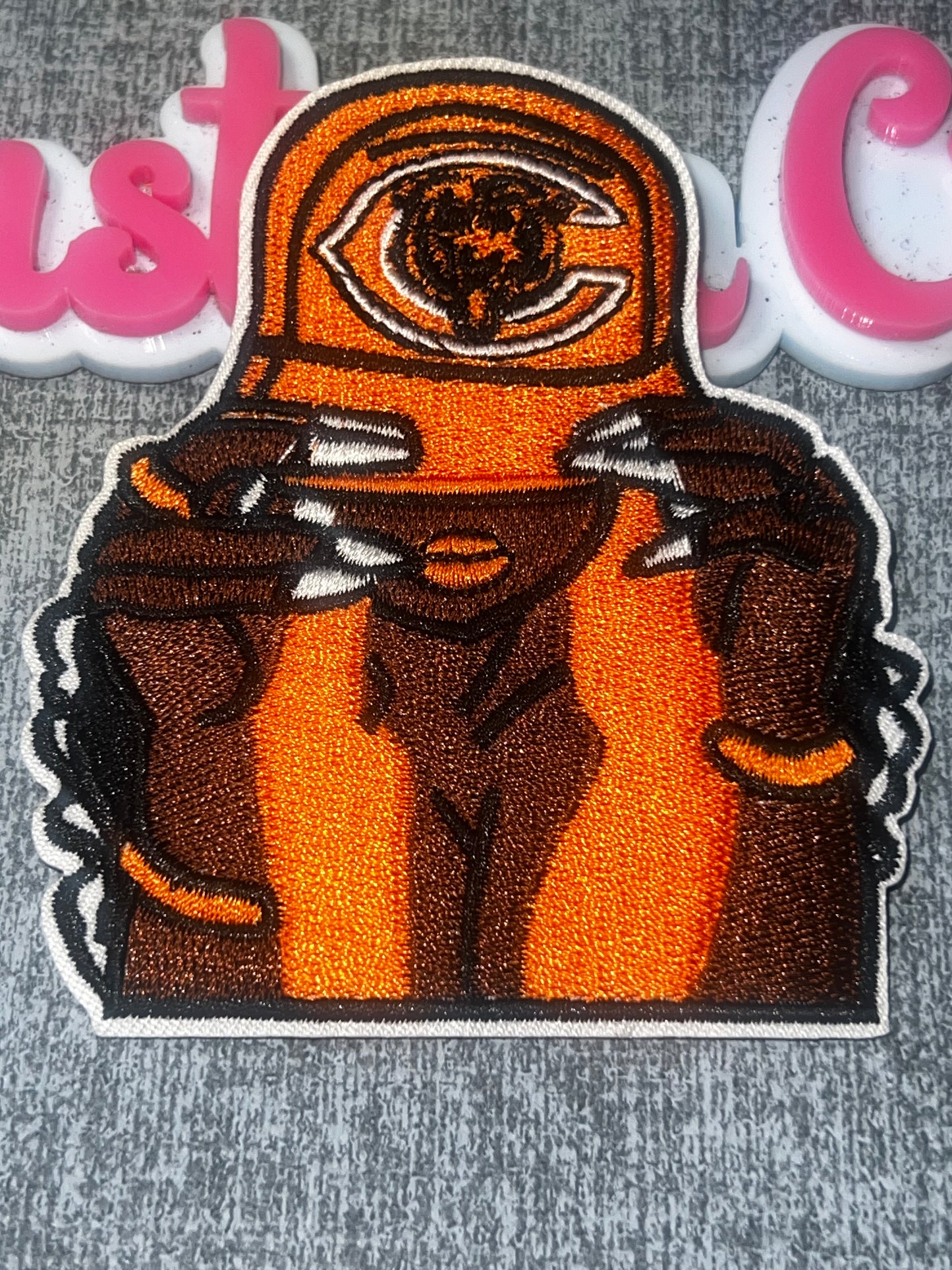 Orange Cap Fashion Girl Embroidered Iron-On Patch | Stylish Woman Statement Appliqué
