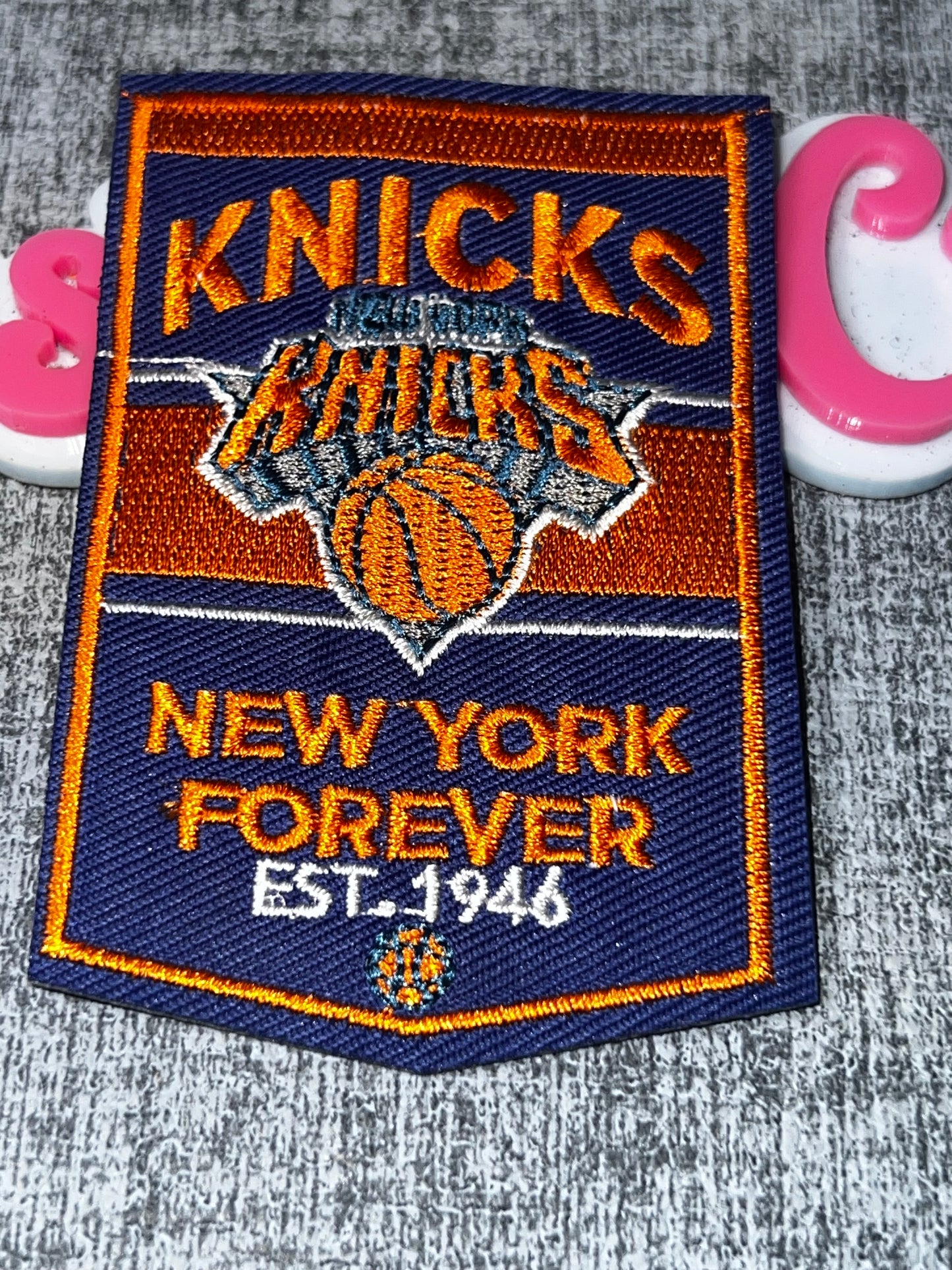 Orange & Blue Embroidered Iron-On Patch | Rectangle Statement Appliqué
