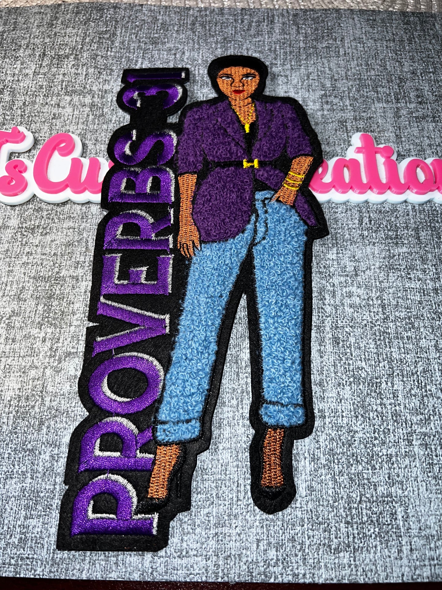 Purple Fashion Statement Girl Iron-On Patch – Embroidered Applique