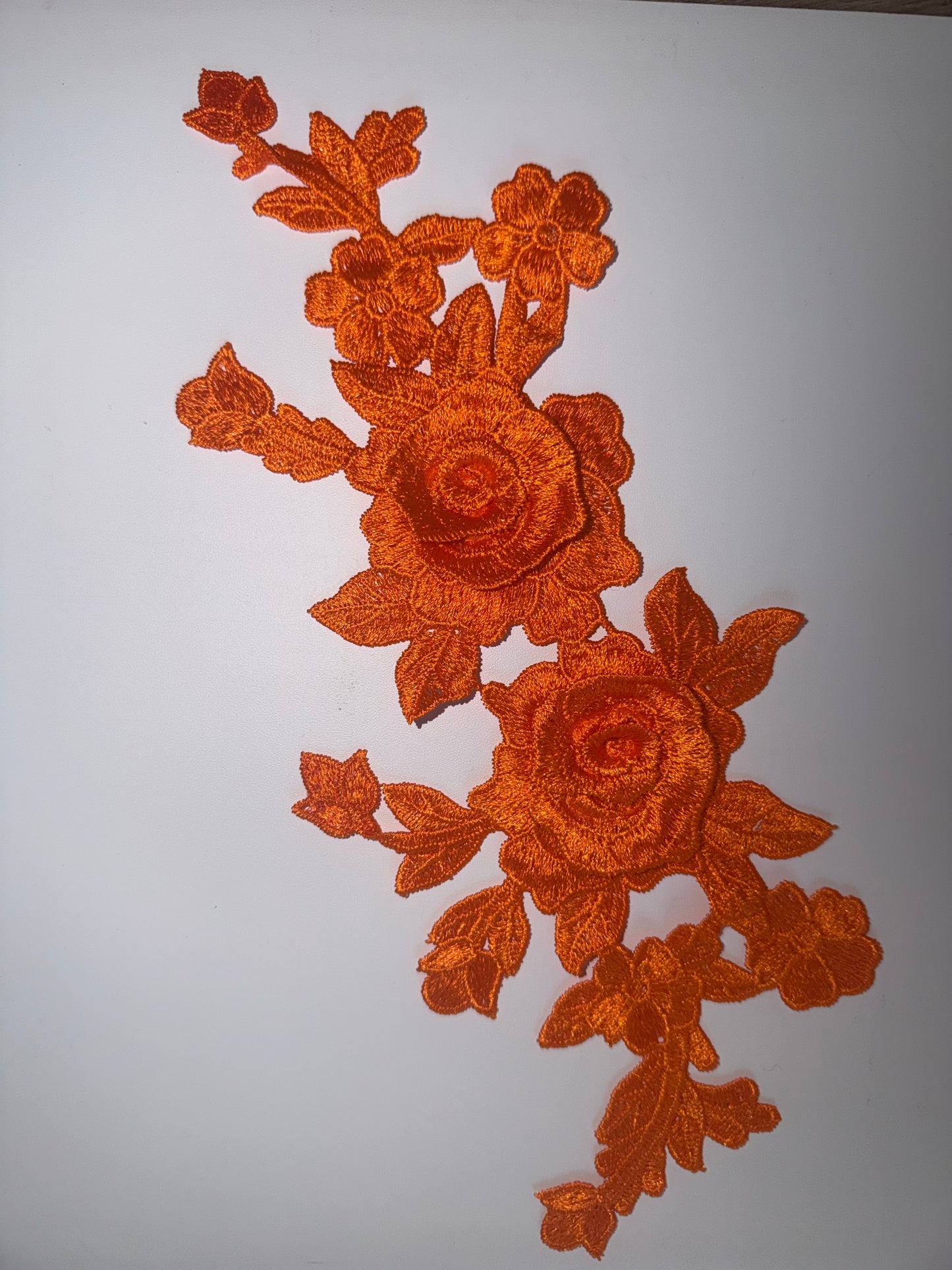 Burnt Orange Floral Embroidered Iron-On Appliqué Dream in Bloom Collection