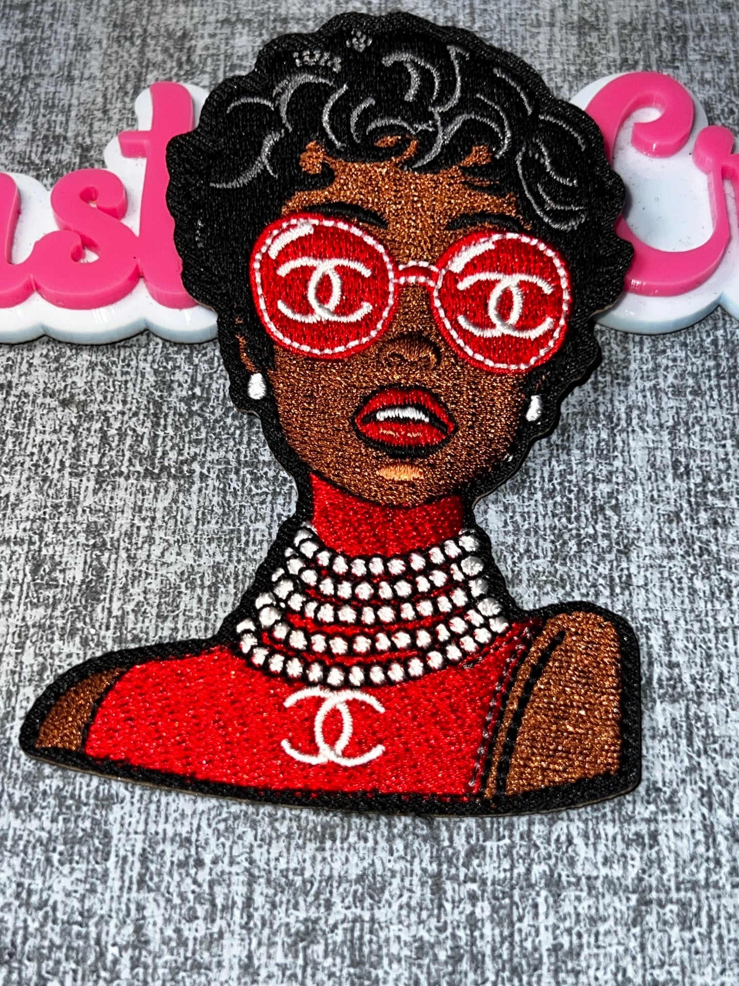 Red Glam Fashion Lady Embroidered Patch – Statement Girl Patch – Iron On Applique – Approx. 5 Inch