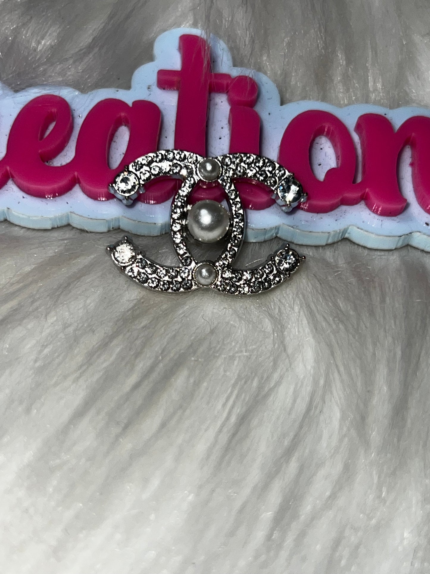 Rhinestone and Pearl Double Letter Charm – Decorative Metal Craft Embellishment