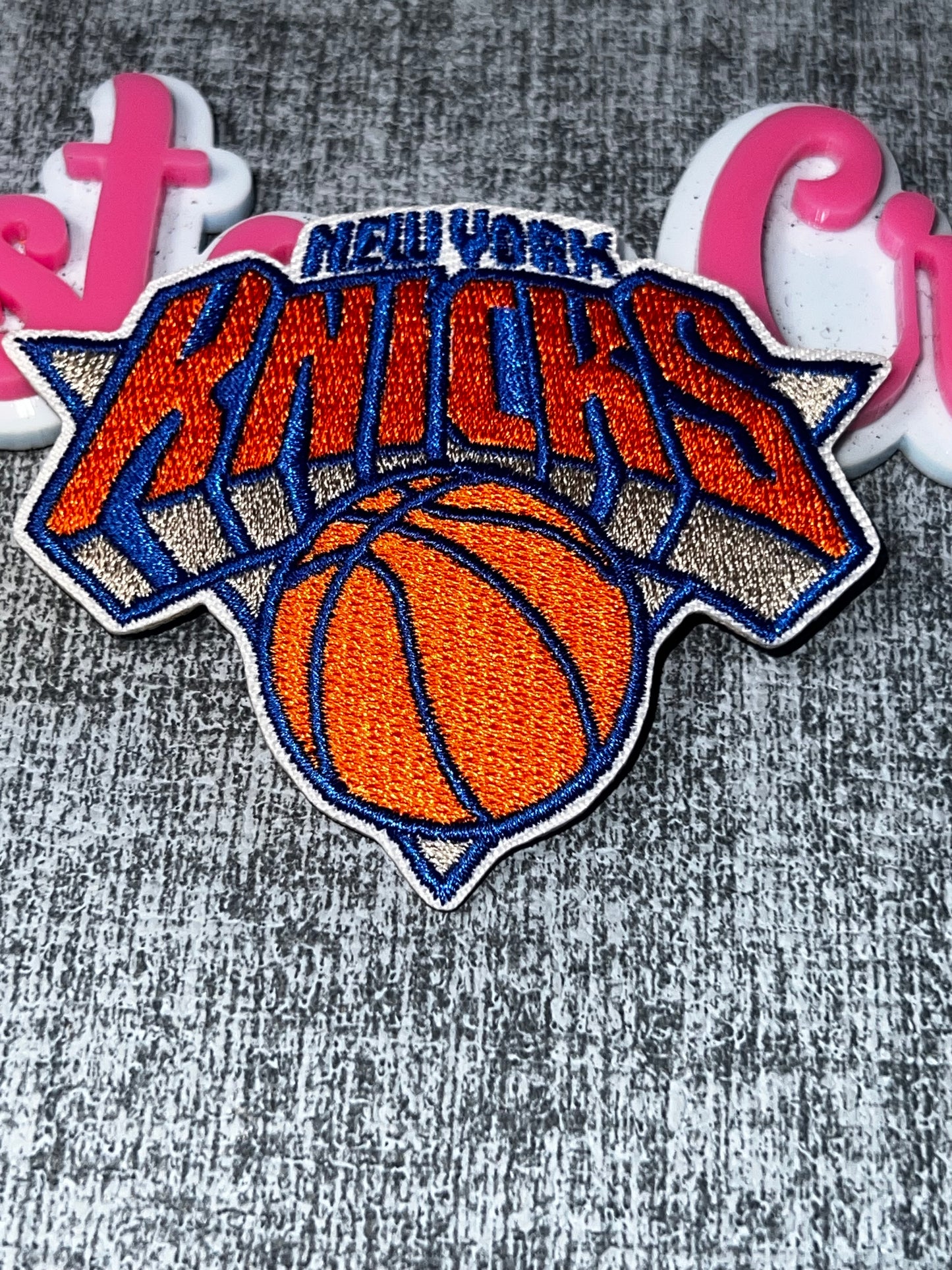 Orange & Blue Embroidered Iron-On Patch | Round Ball Statement Appliqué
