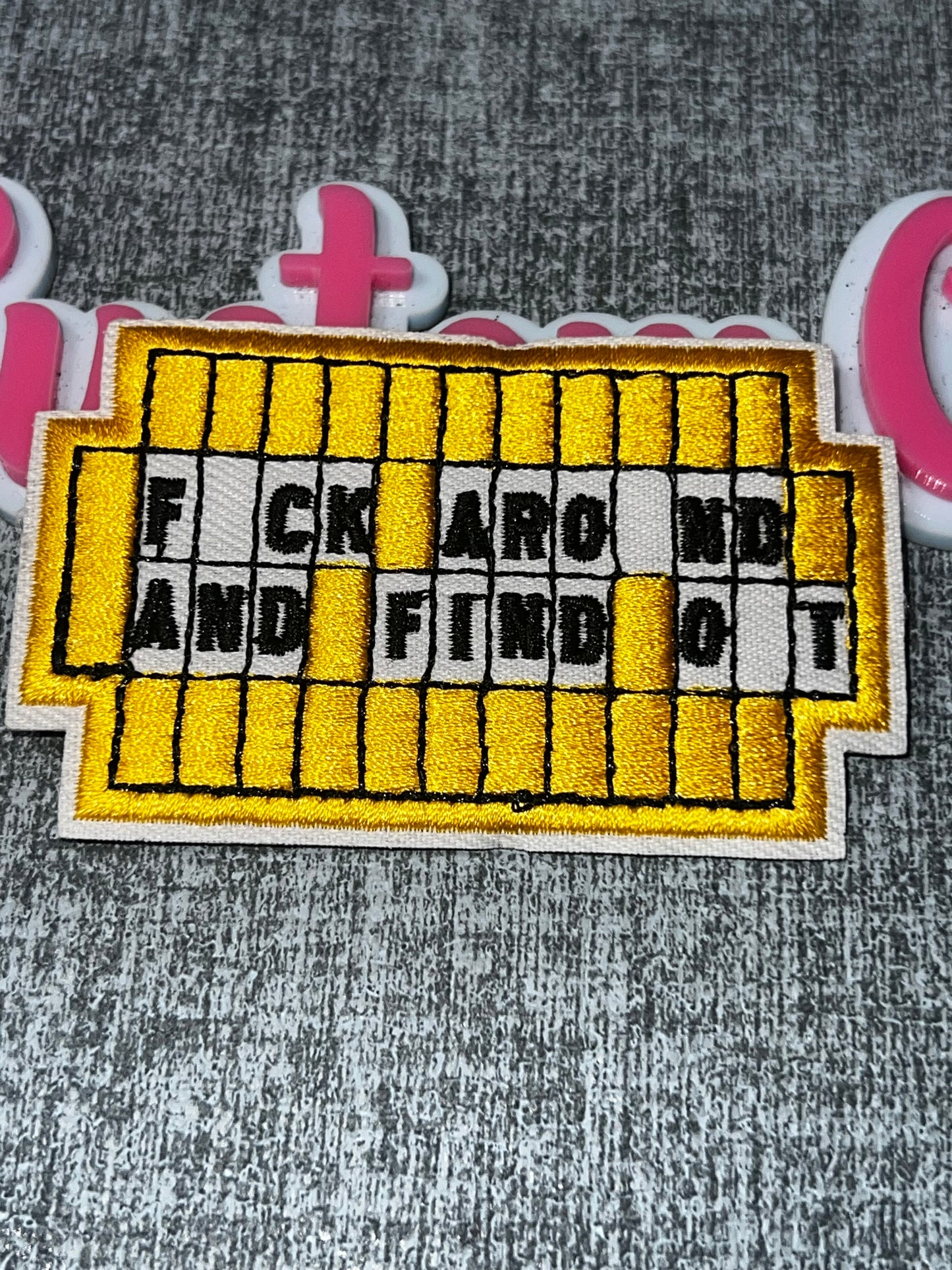 Gold Letter Board Embroidered Iron-On Patch | Funny Statement Appliqué