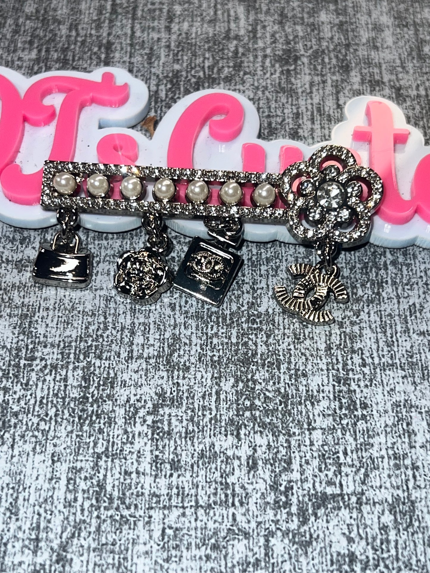 Pearl & Rhinestone Dangle Bar Charm – Luxe Statement Charm