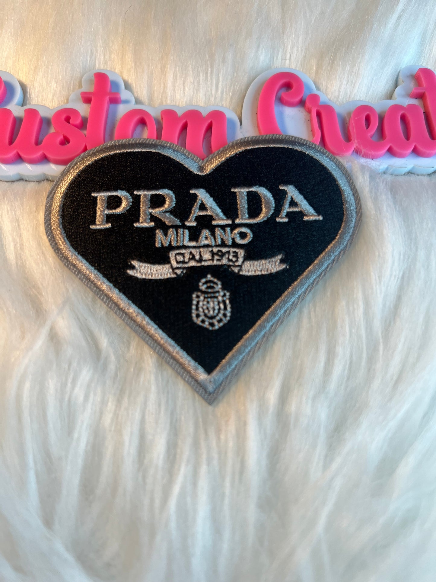 Silver Black Prada Heart