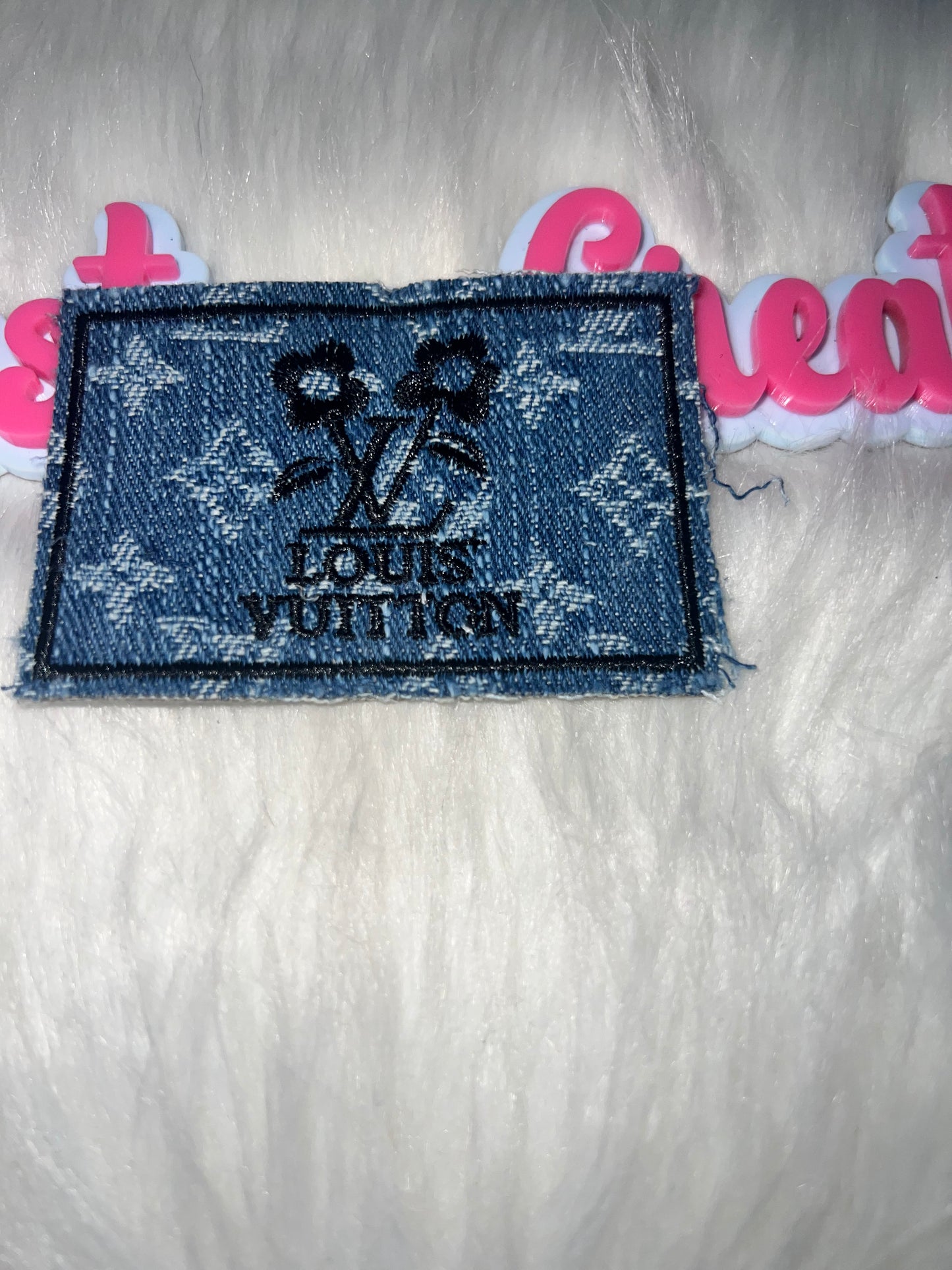 π Denim LV Floral Iron-On Patch