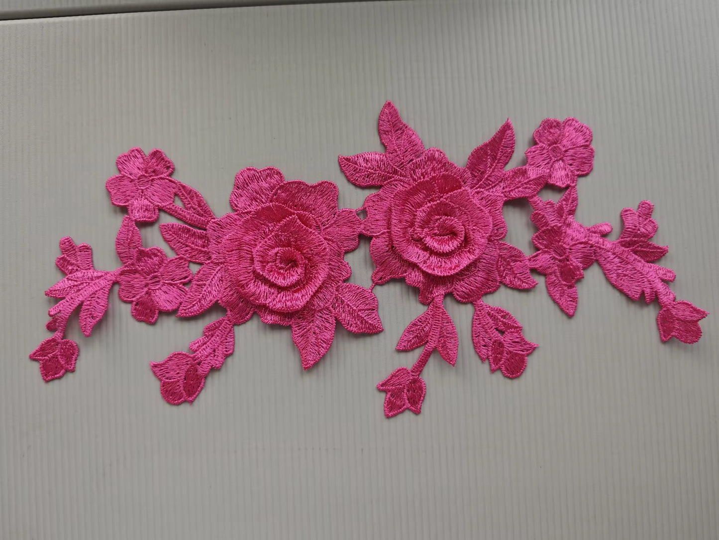 Cashmere Bloom Floral Embroidered Iron-On Applique | Large Rose Flower Vine Patch | Sew-On Clothing Embellishment Dream in Bloom Collection