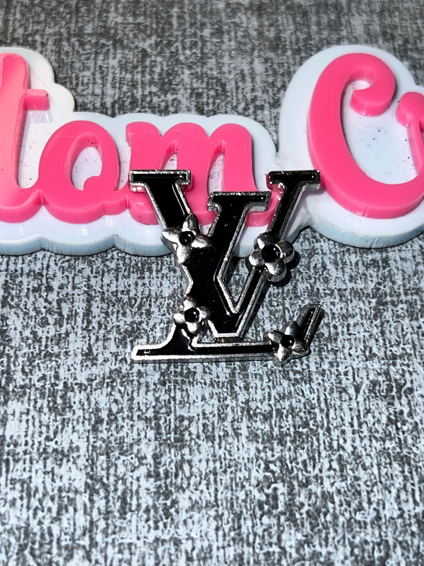 Black Floral Letter Luxe Flat Back Metal Charm – Designer Inspired DIY Charm