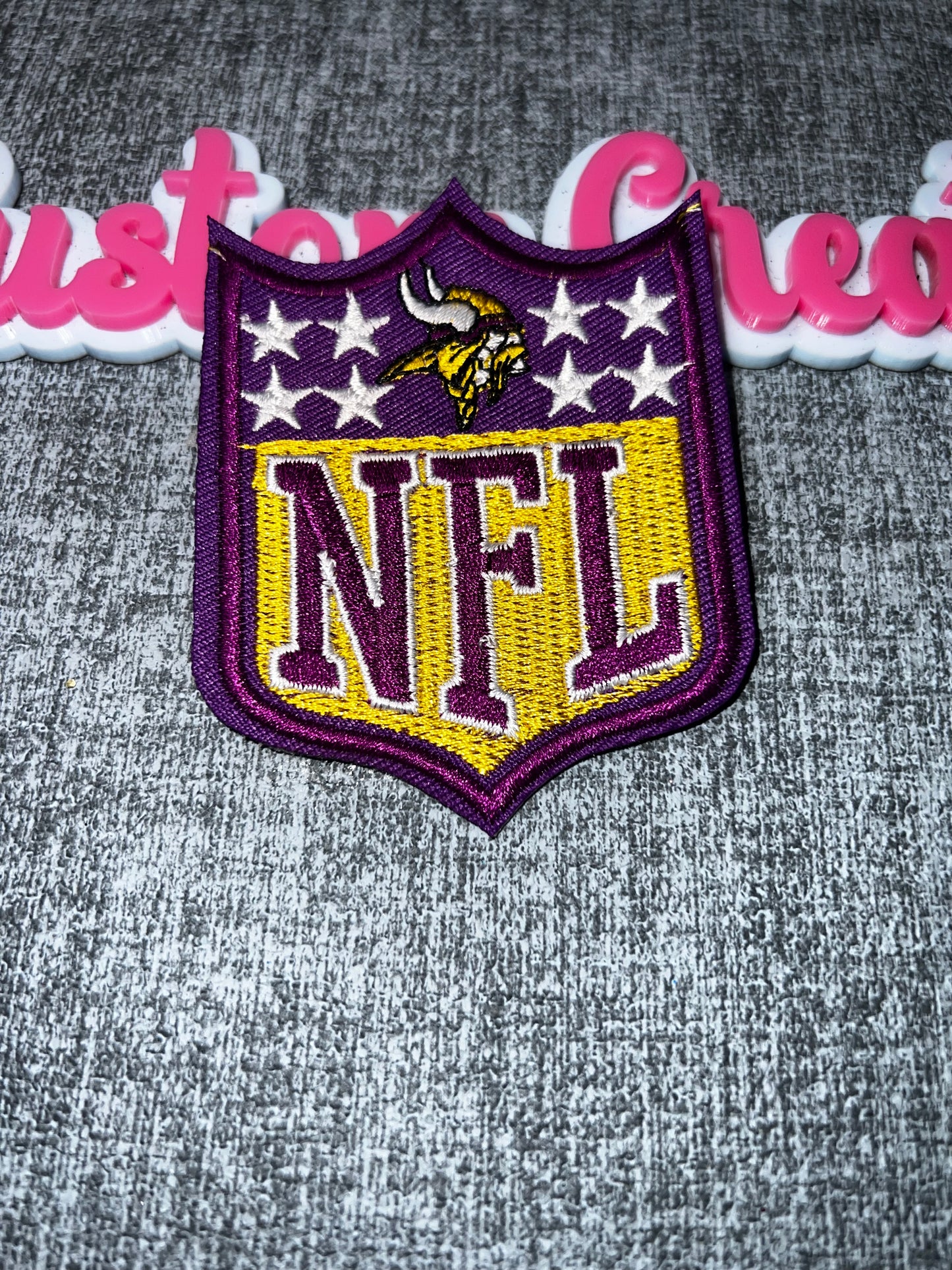 Purple Gold Shield Embroidered Iron-On Patch | Statement Appliqué