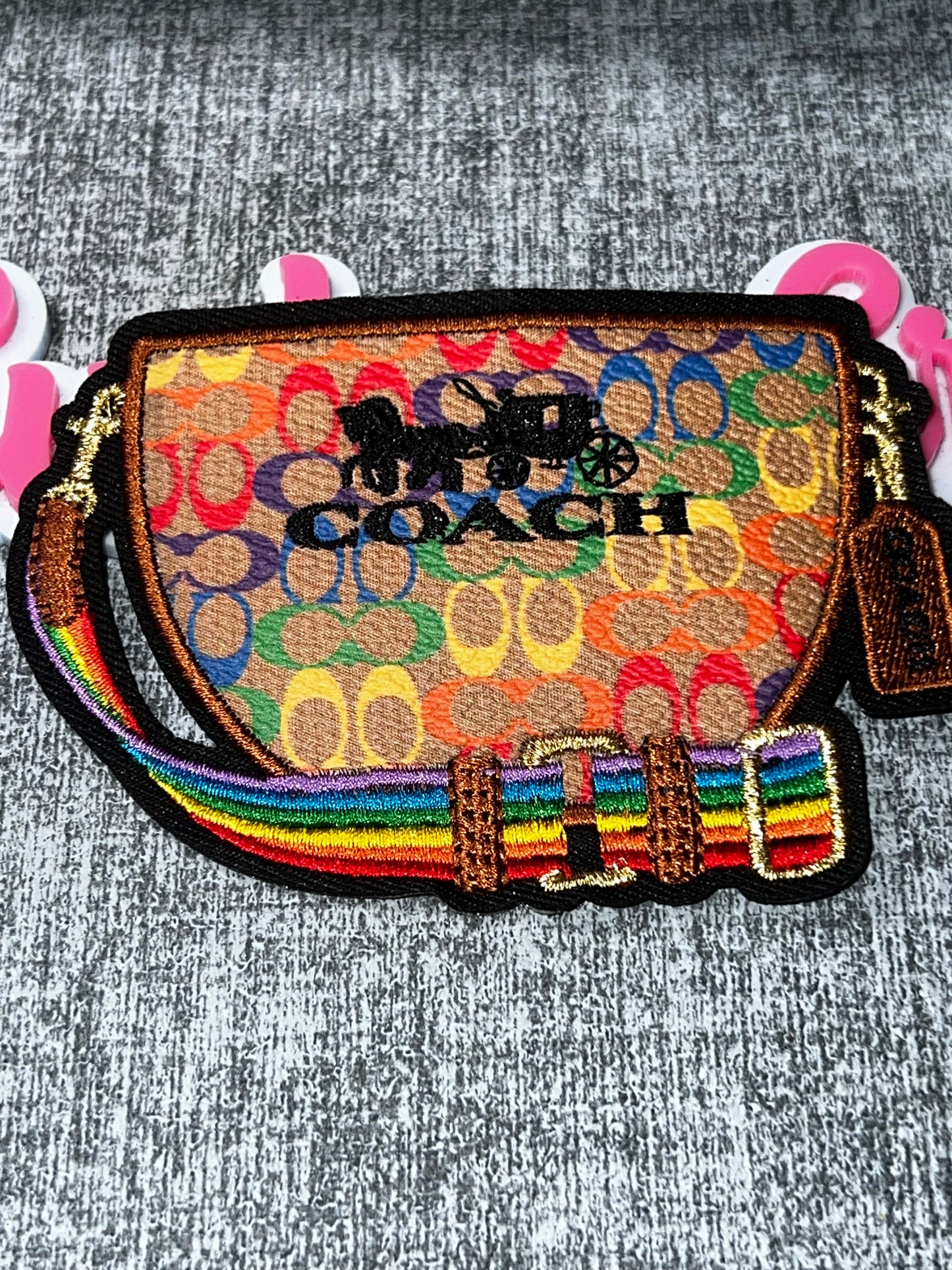 Multicolor Signature Crossbody Bag Embroidered Patch – Fashion Purse Iron On Applique