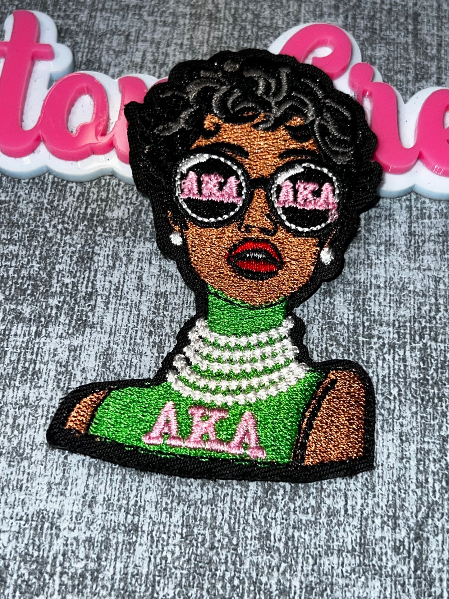 Green Glam Girl Embroidered Patch – Sorority Style Fashion Applique AKA